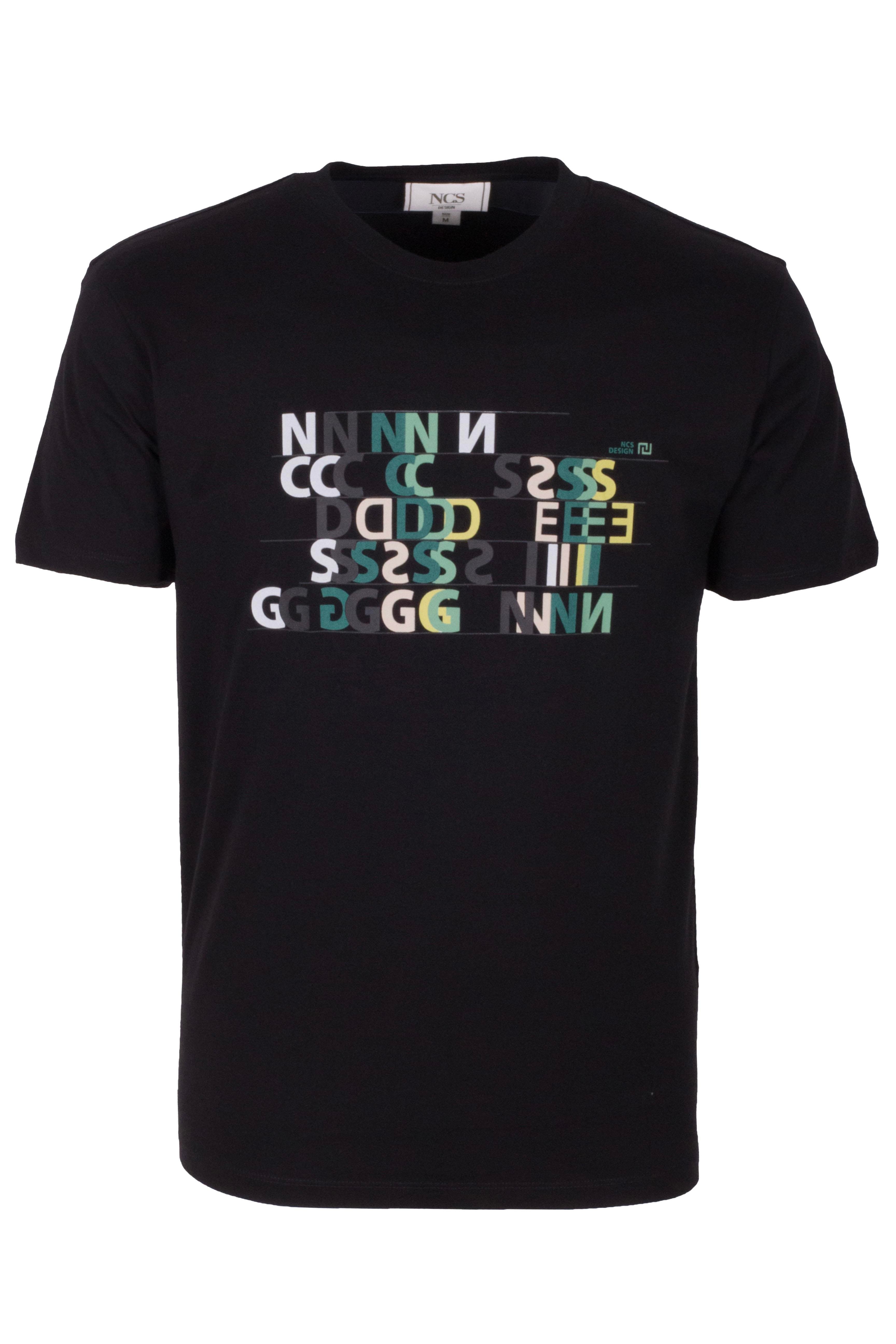 Erkek Tişört Bisiklet Yaka Siyah Slim Fit Baskılı T-shirt NCS JEANS 1295