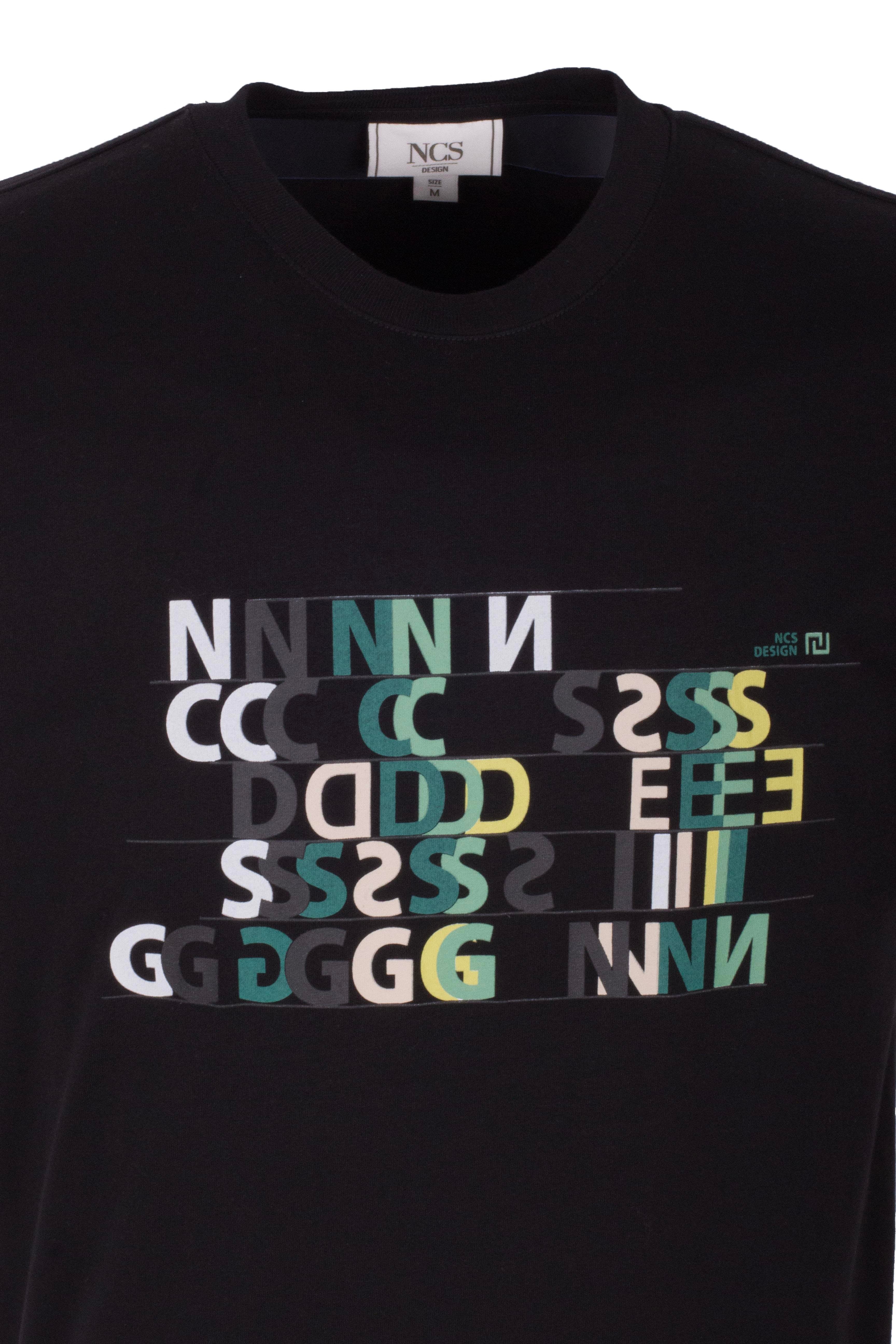 Erkek Tişört Bisiklet Yaka Siyah Slim Fit Baskılı T-shirt NCS JEANS 1295