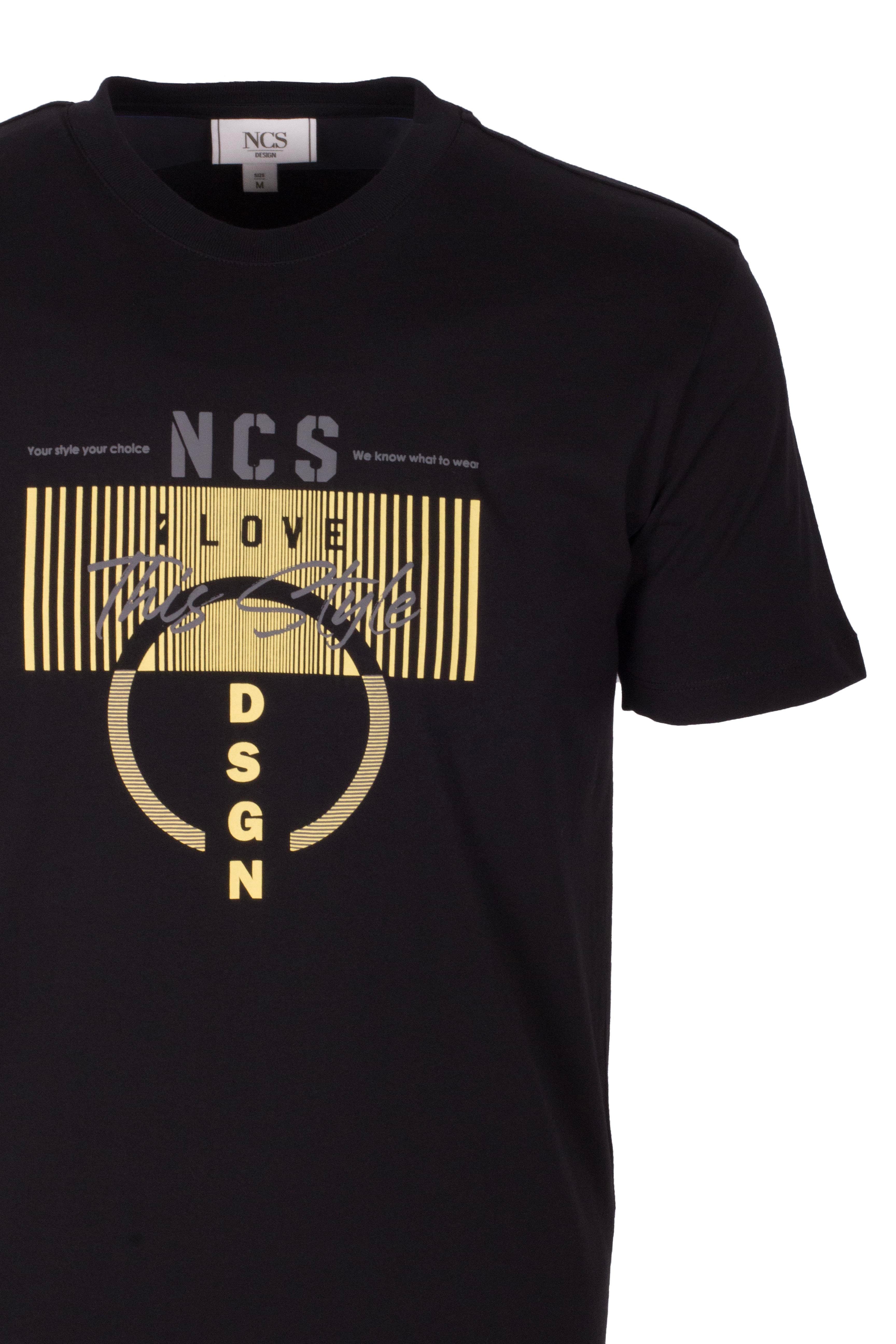 Erkek Tişört Bisiklet Yaka Slim Fit Siyah %100 Pamuk Baskılı T-shirt NCS JEANS 1300