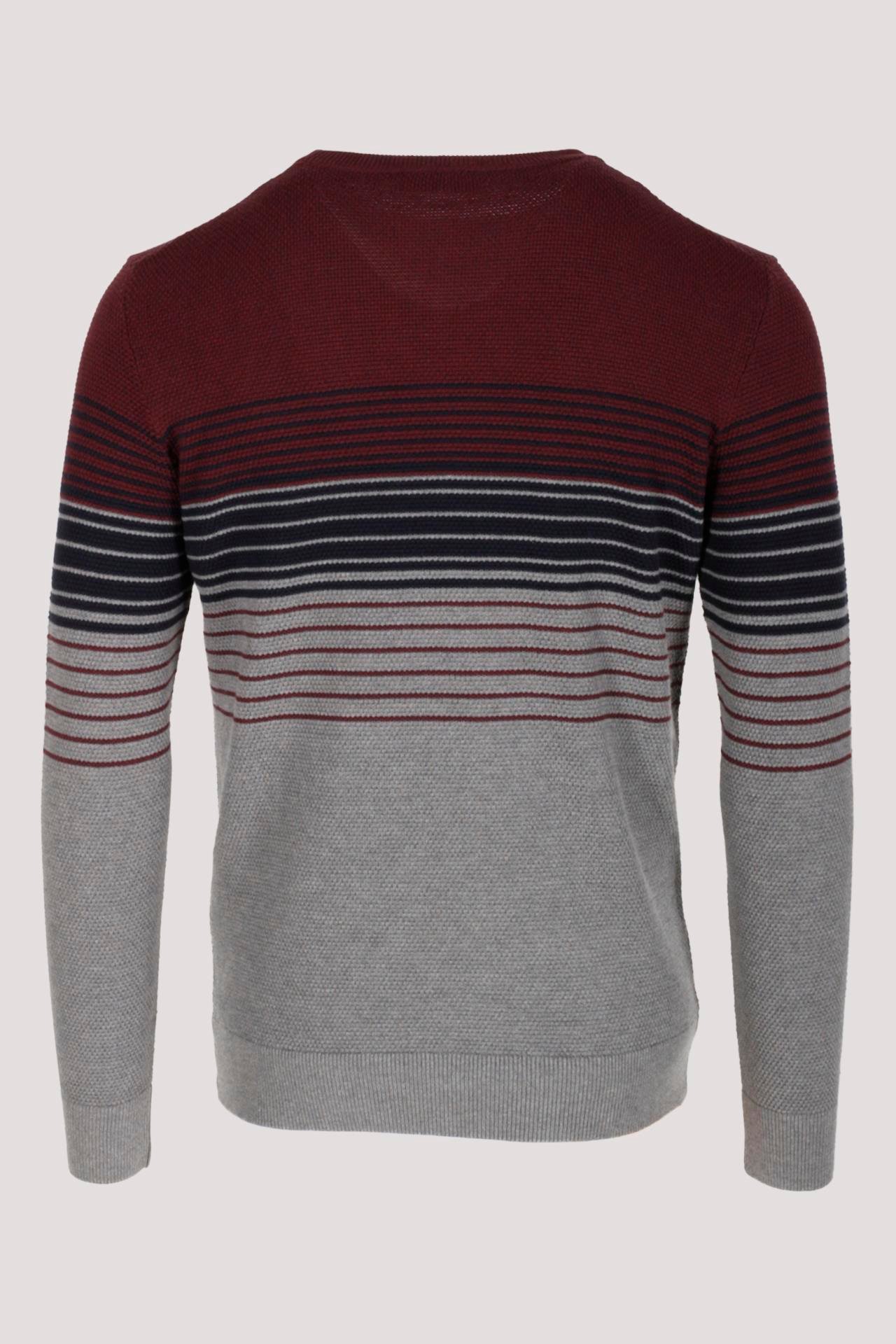 Erkek Triko Bordo Bisiklet Yaka Desenli Slim Fit Pamuklu Kazak NCS JEANS 3735