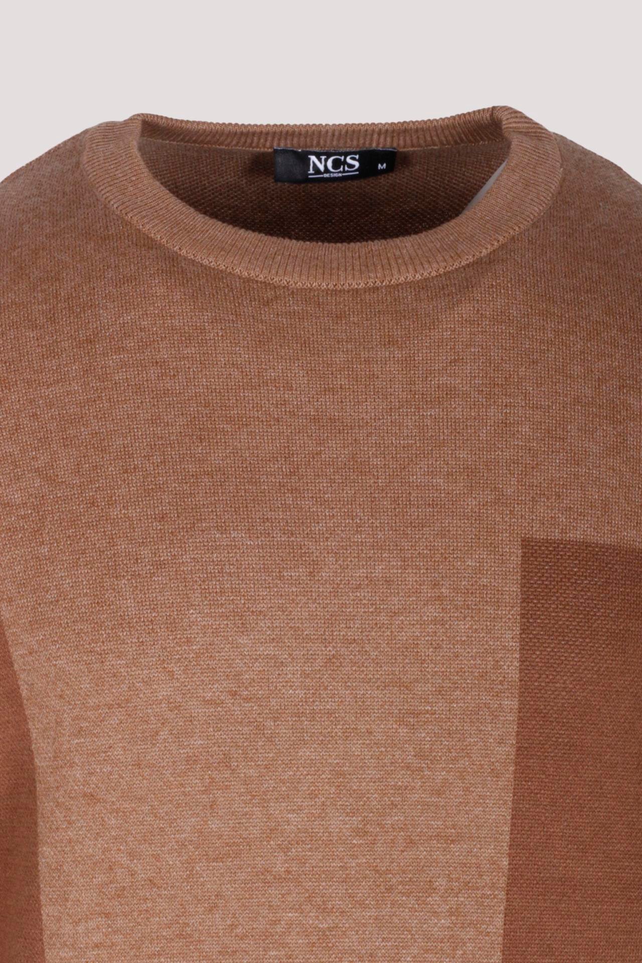 Erkek Triko Camel Bisiklet Yaka Desenli Slim Fit Pamuklu Kazak NCS JEANS 3740