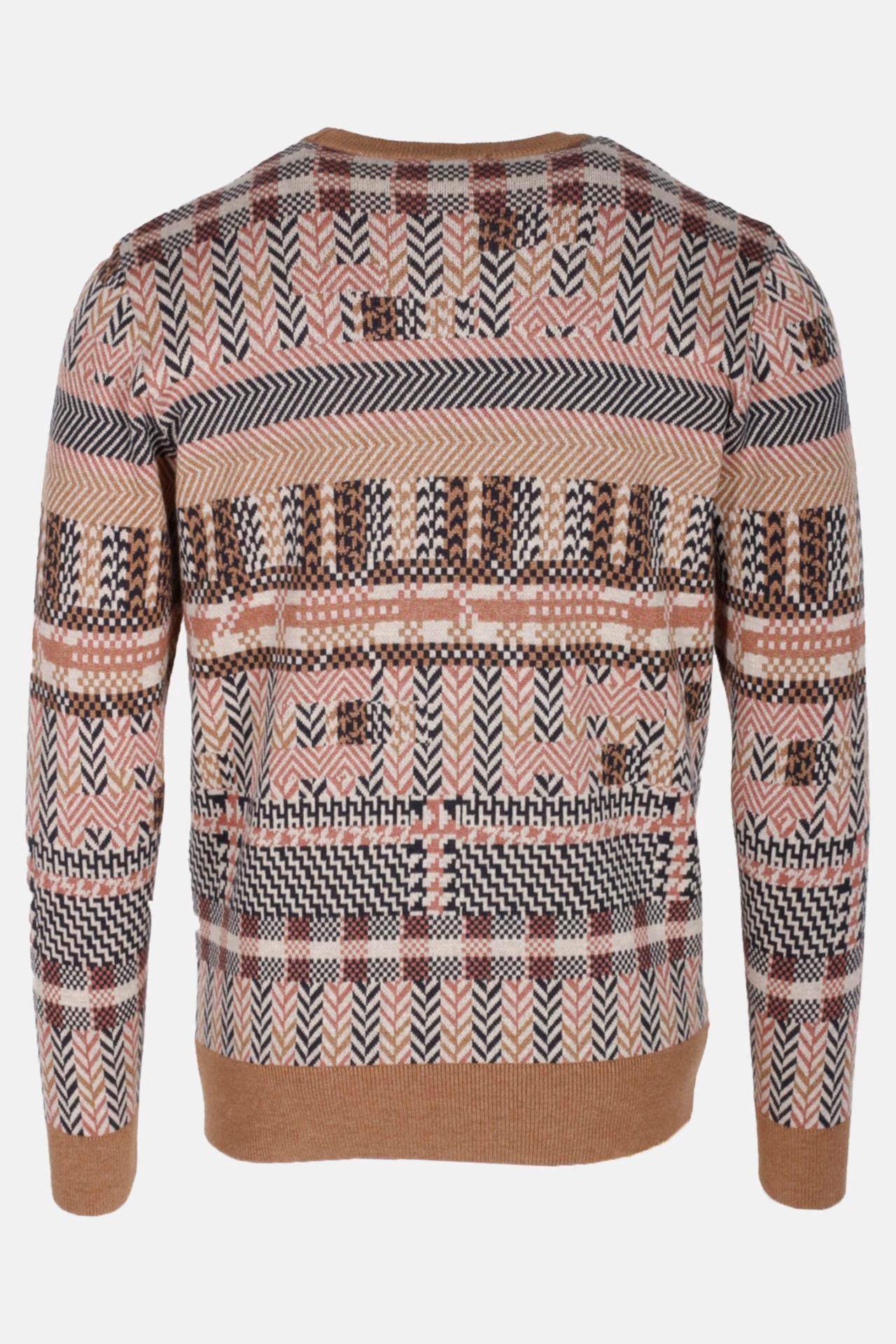 Erkek Triko Camel Bisiklet Yaka Desenli Slim Fit Pamuklu Kazak NCS JEANS 3721