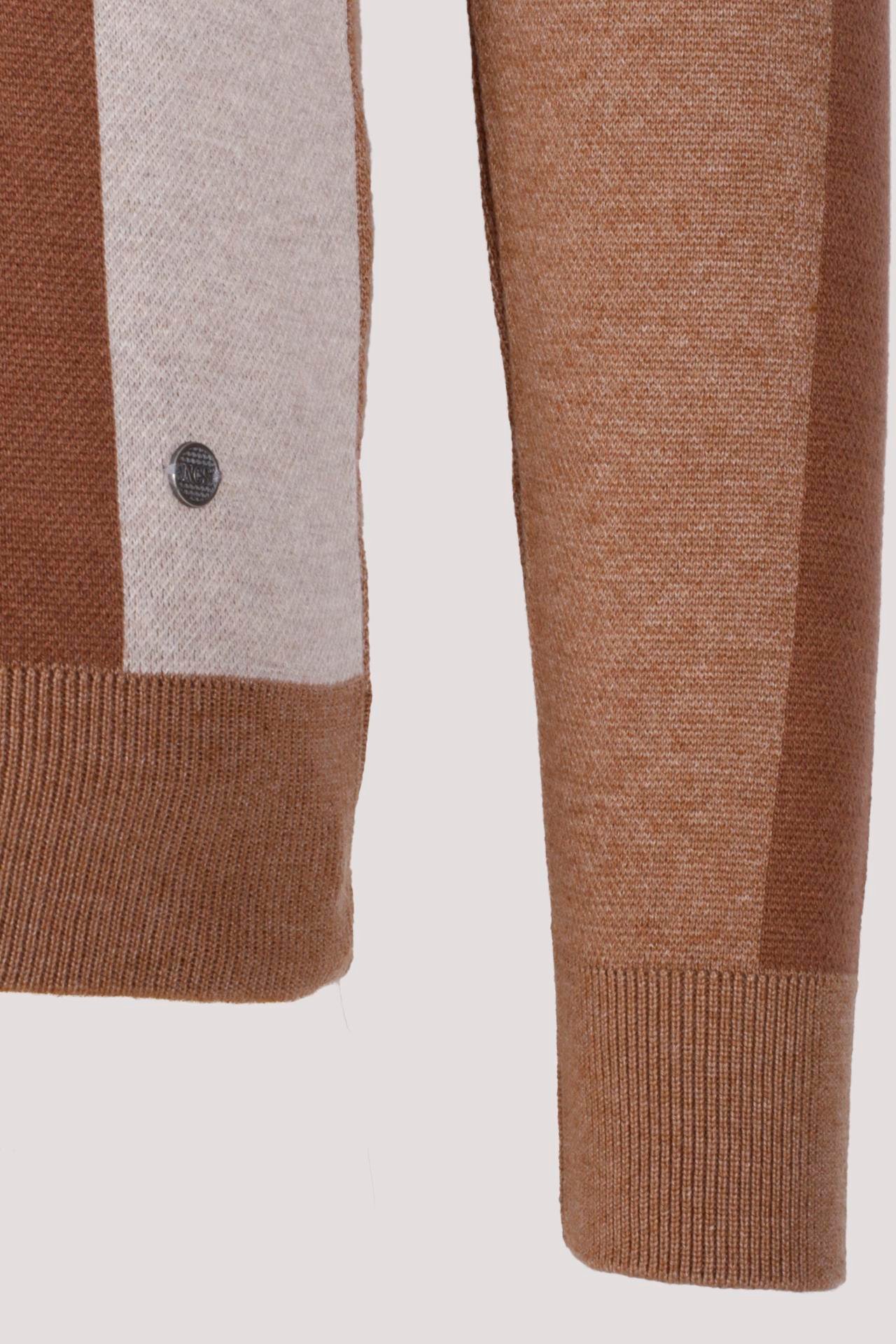 Erkek Triko Camel Bisiklet Yaka Desenli Slim Fit Pamuklu Kazak NCS JEANS 3740