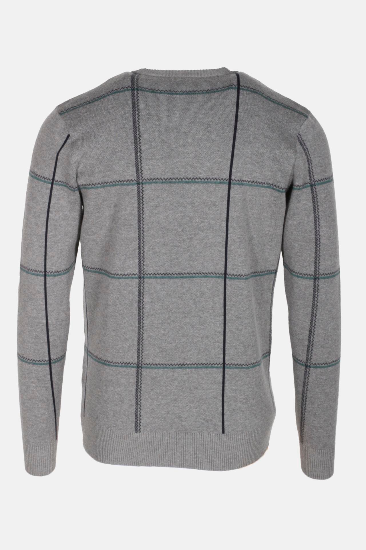 Erkek Grimelanj Lacivert Bisiklet Yaka Desenli Slim Fit Pamuklu Kazak NCS JEANS 3744