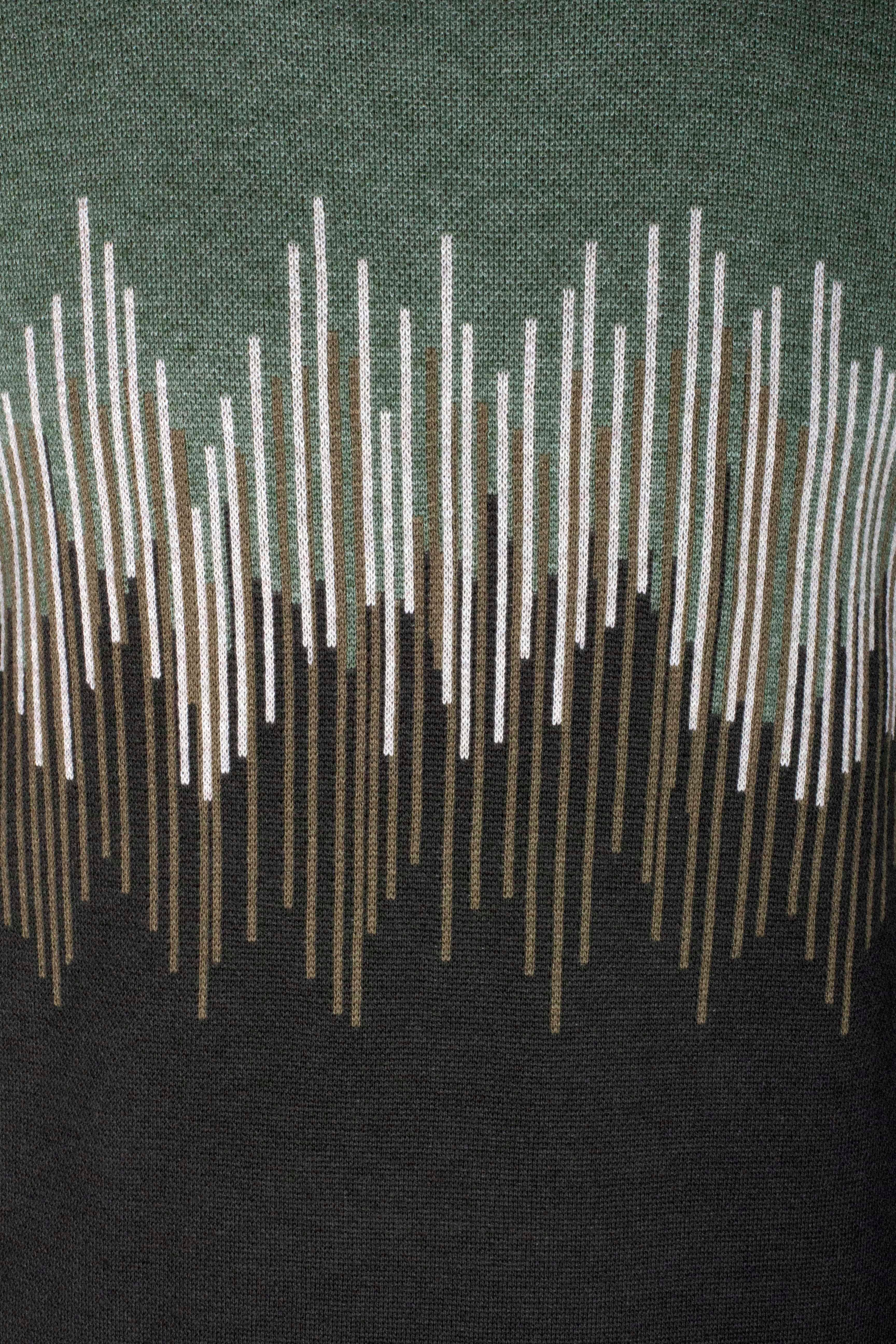 Erkek Triko Haki Bisiklet Yaka Desenli Slim Fit Pamuklu Kazak 3723