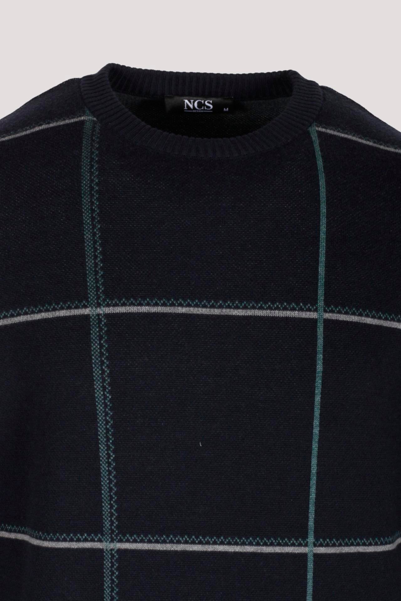 Erkek Triko Lacivert Bisiklet Yaka Desenli Slim Fit Pamuklu Kazak NCS JEANS 3744