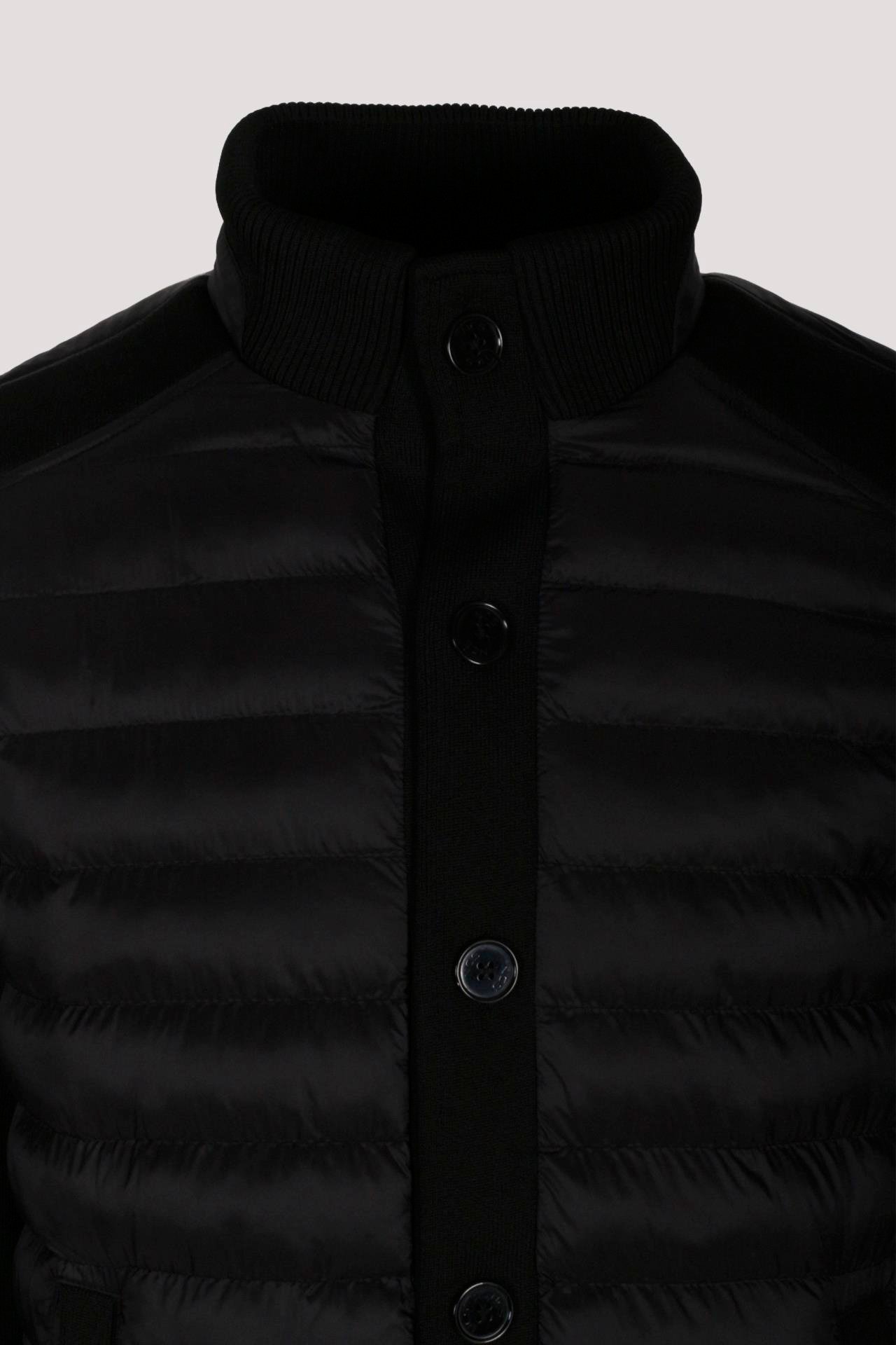 Erkek Zırh Örme Siyah Hırka Düğmeli Dik Yaka Slim Fit İnce Astarlı Mevsimlik Cardigan NCS JEANS 4518