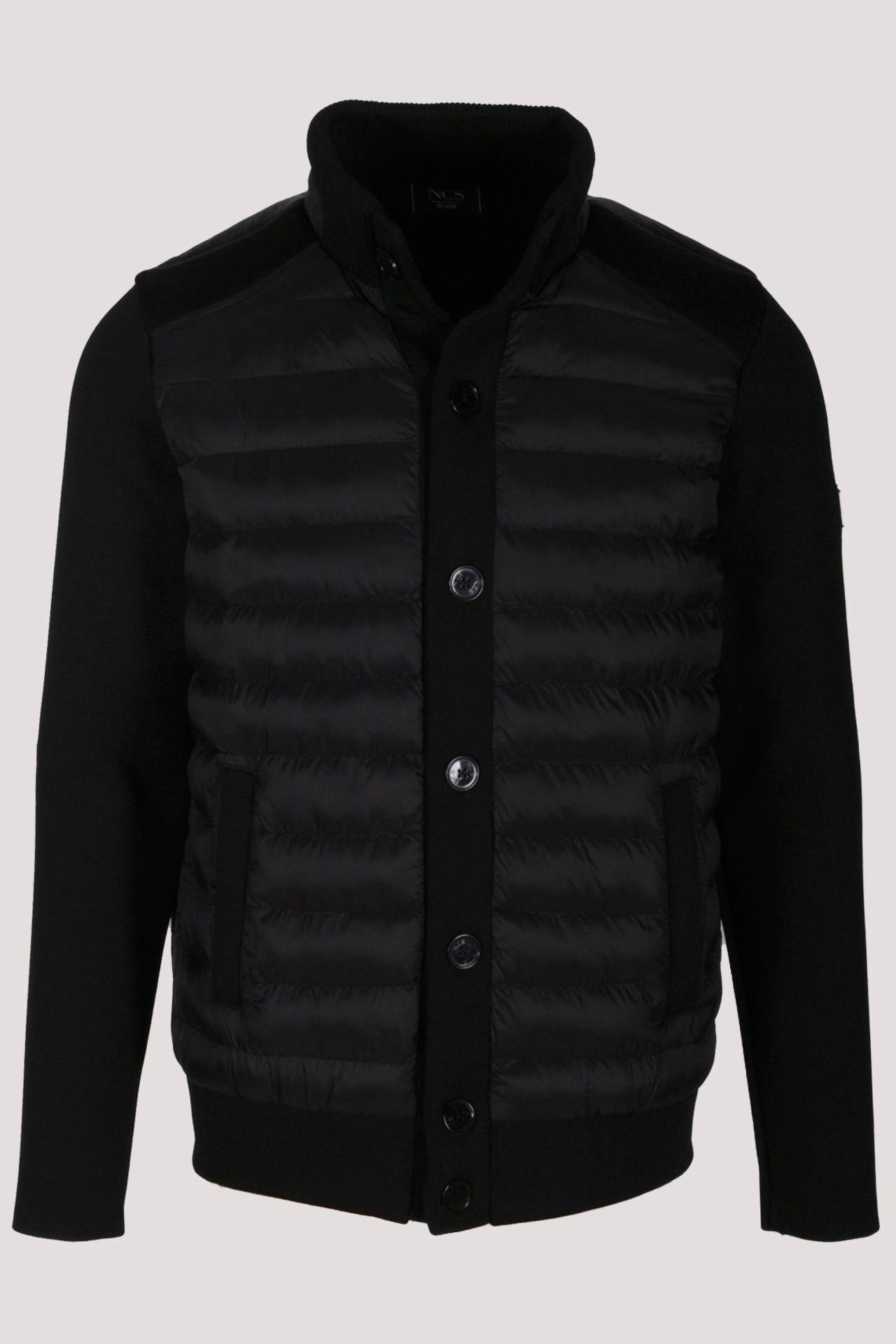 Erkek Zırh Örme Siyah Hırka Düğmeli Dik Yaka Slim Fit İnce Astarlı Mevsimlik Cardigan NCS JEANS 4518