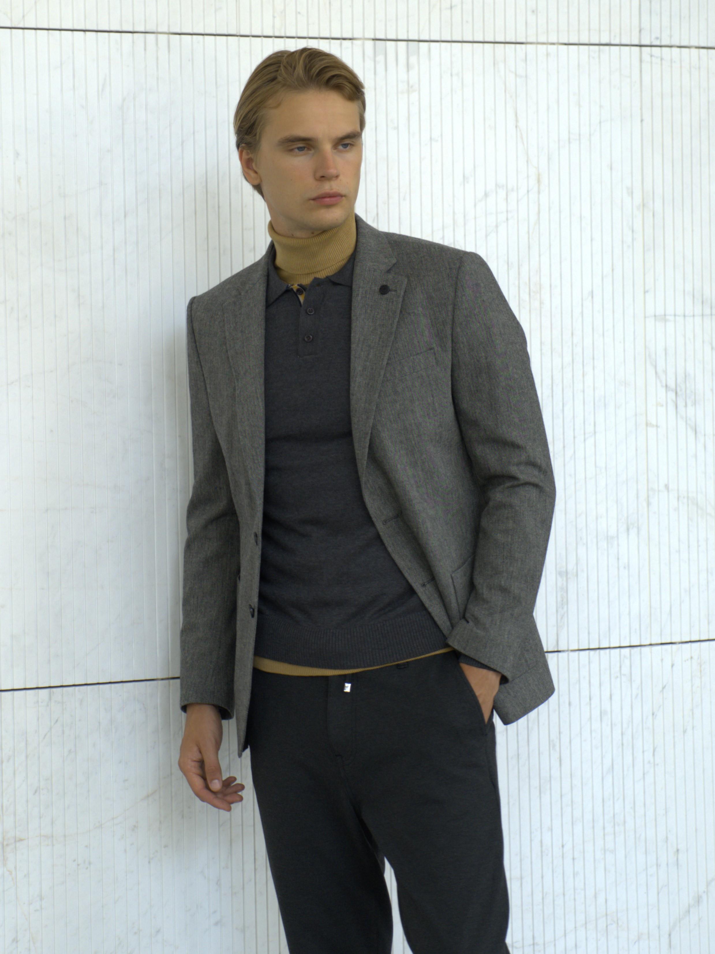 Gri Erkek Yün Ceket Mono Yaka Slim Fit Çift Yırtmaçlı Ceket NCS JEANS 4007