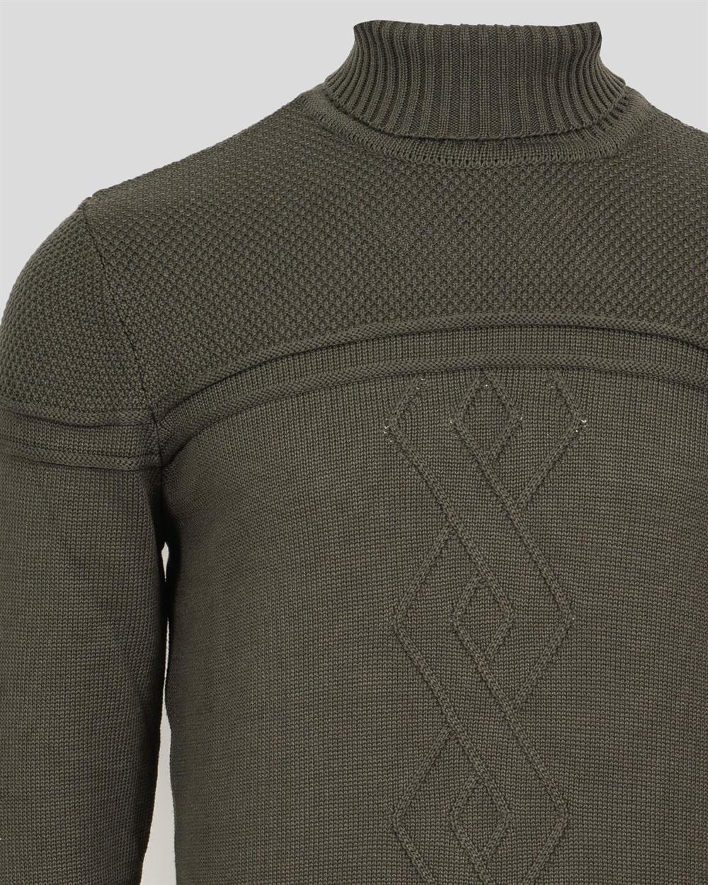 Haki Erkek Tam Boğazlı Örgü Desenli Slim Fit Kazak NCS JEANS 3659