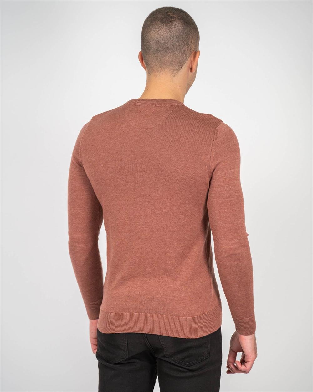 Kiremitmelanj Erkek Bisiklet Yaka Triko Slim Fit Pamuklu Kazak NCS JEANS 3002