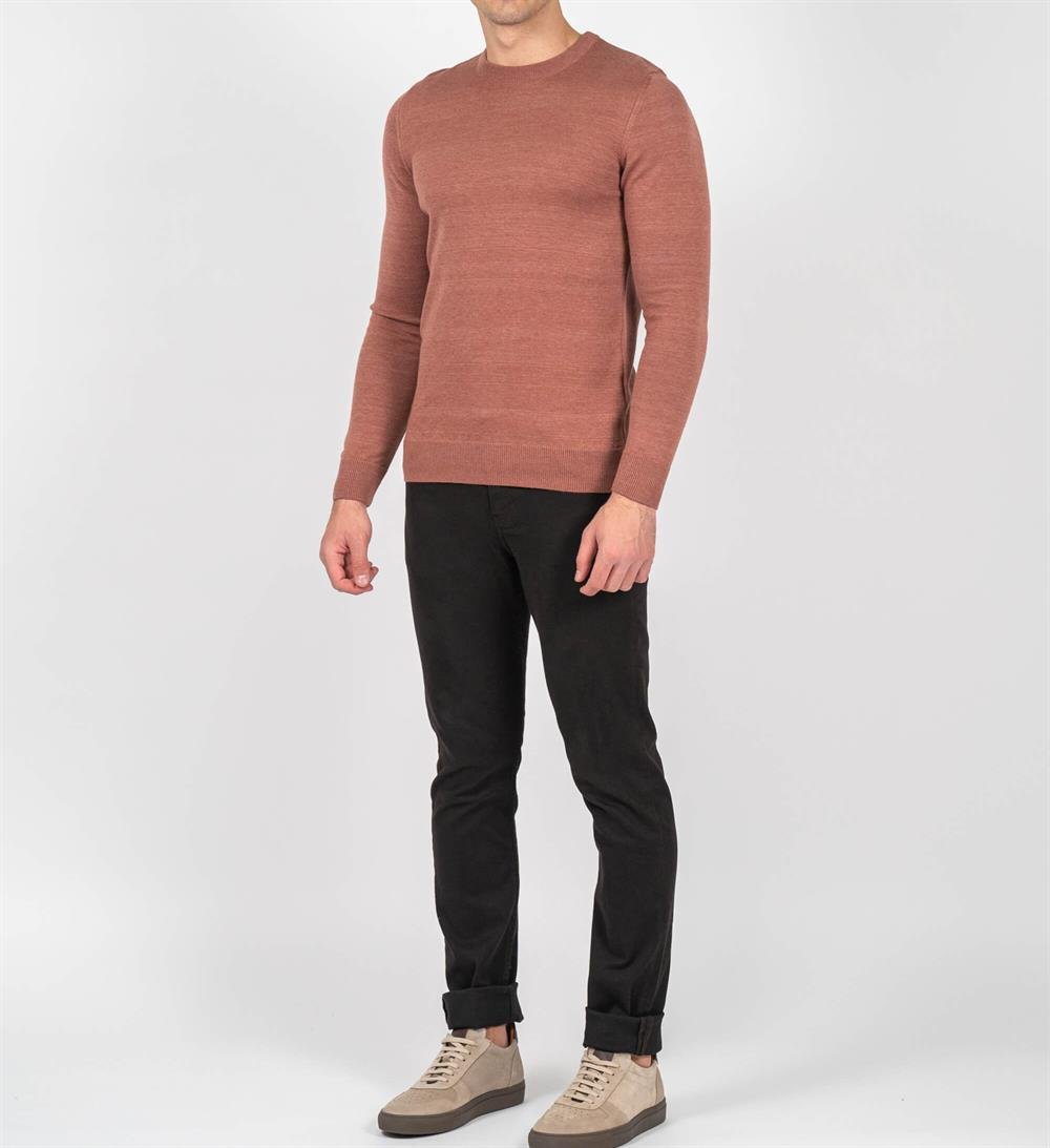 Kiremitmelanj Erkek Bisiklet Yaka Triko Slim Fit Pamuklu Kazak NCS JEANS 3002