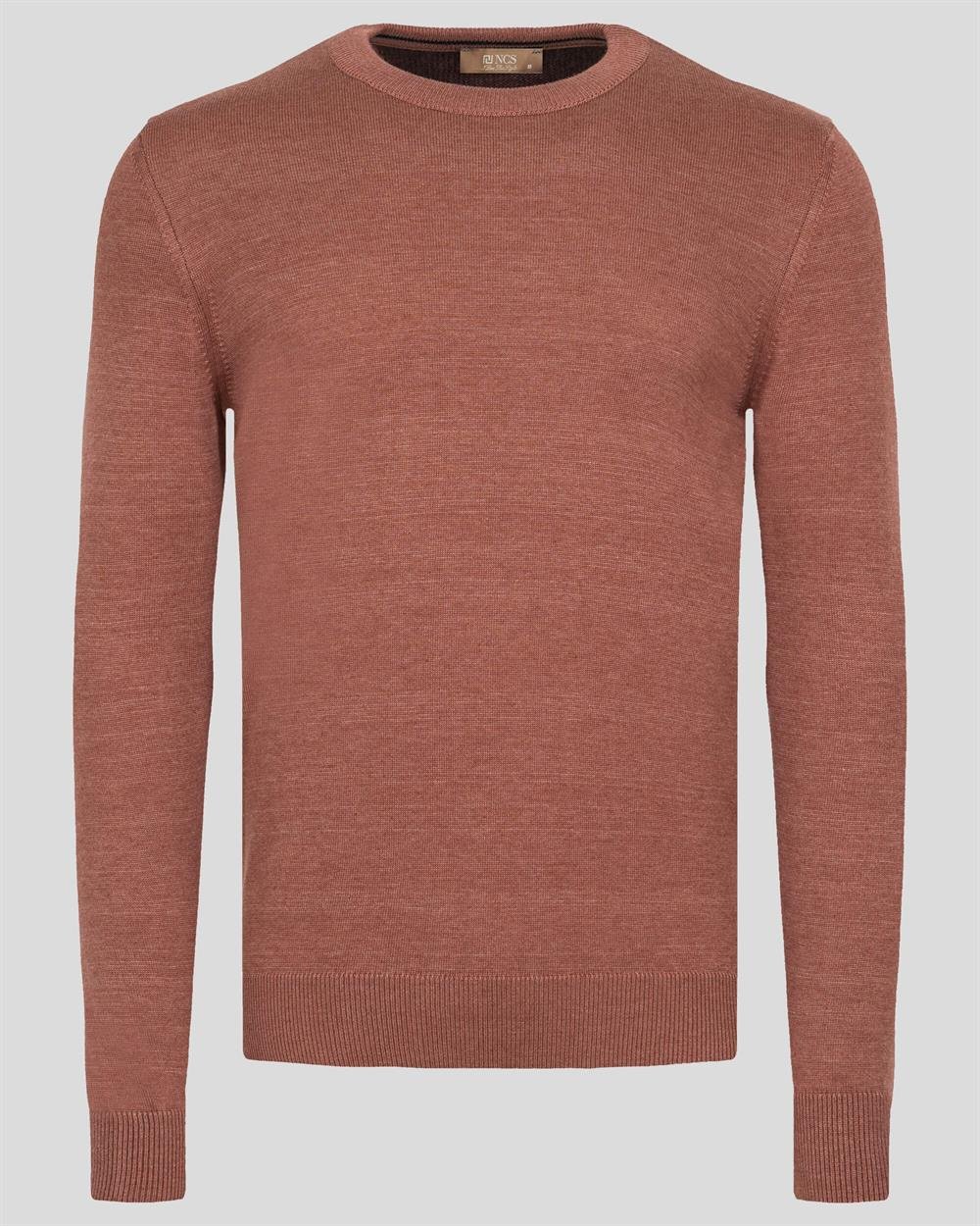 Kiremitmelanj Erkek Bisiklet Yaka Triko Slim Fit Pamuklu Kazak NCS JEANS 3002