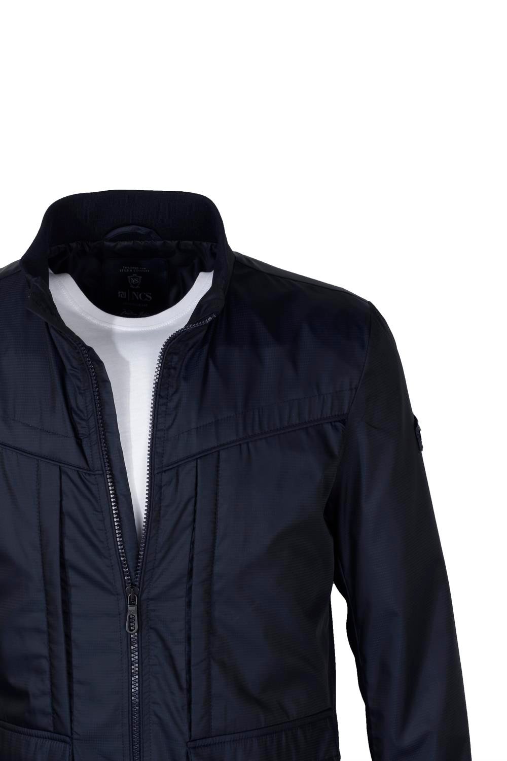 lacivert Erkek Dik Yaka Rüzgar Ve Su Itici Ön Cepli Slim Fit Mevsimlik Mont 4502