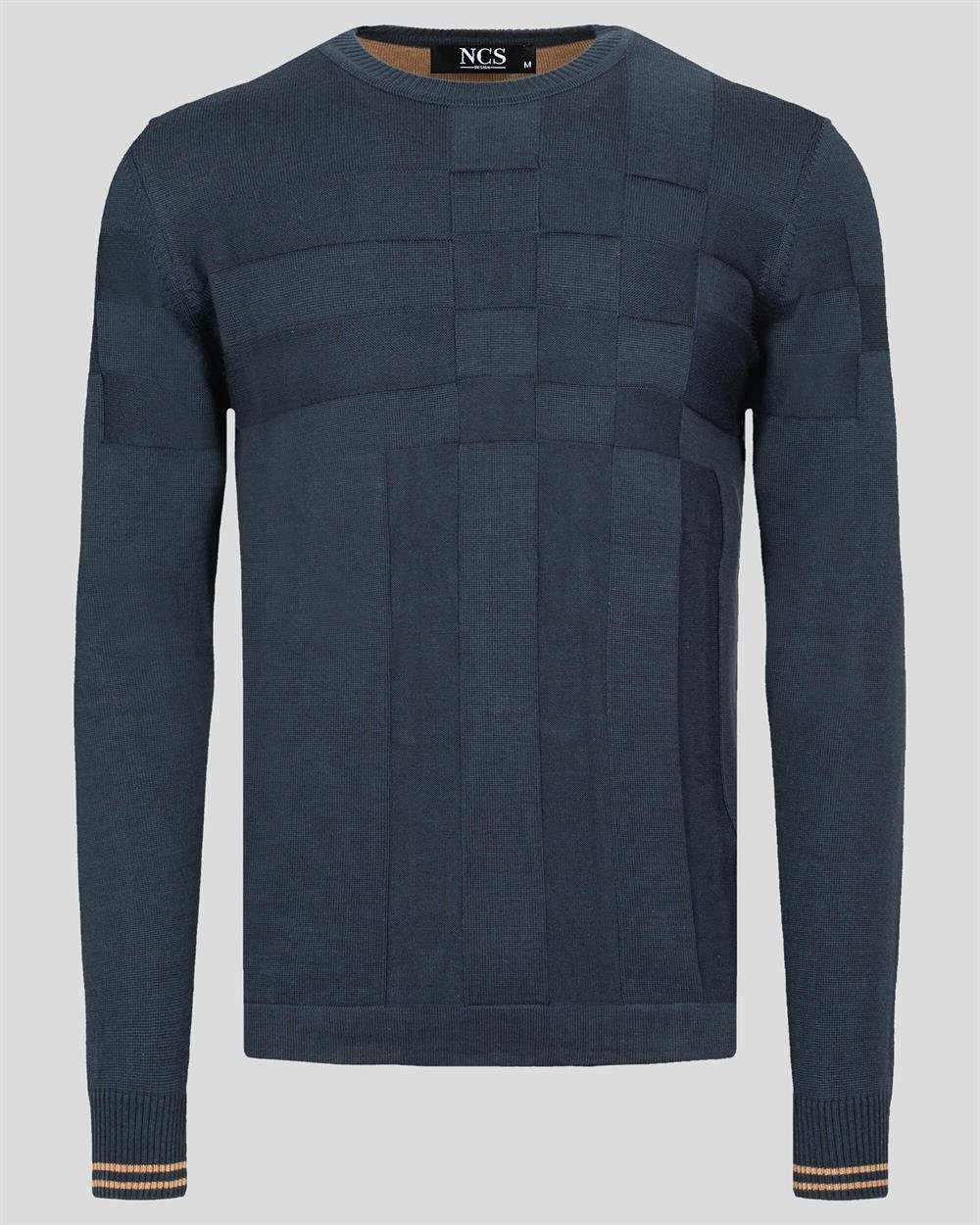 Lacivert Erkek Triko Örgü Desenli Slim Fİt  Kazak NCS JEANS 3638