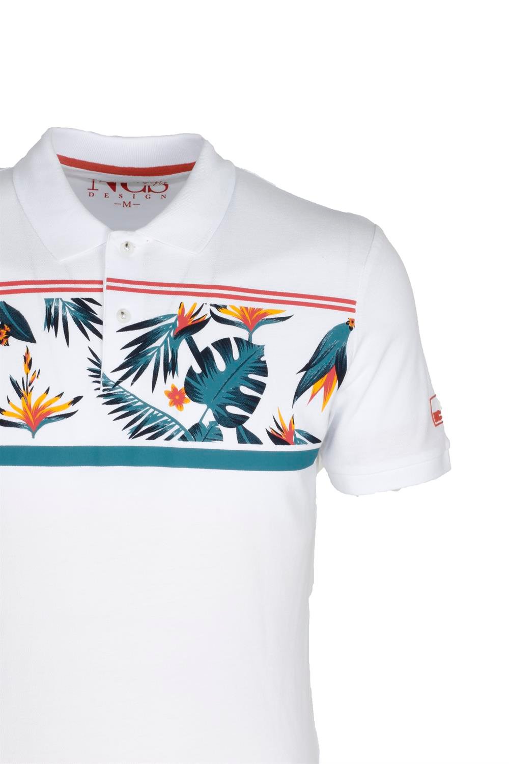 Ncs Beyaz Erkek Slim Fit Polo Yaka Baskılı Tshirt 1179