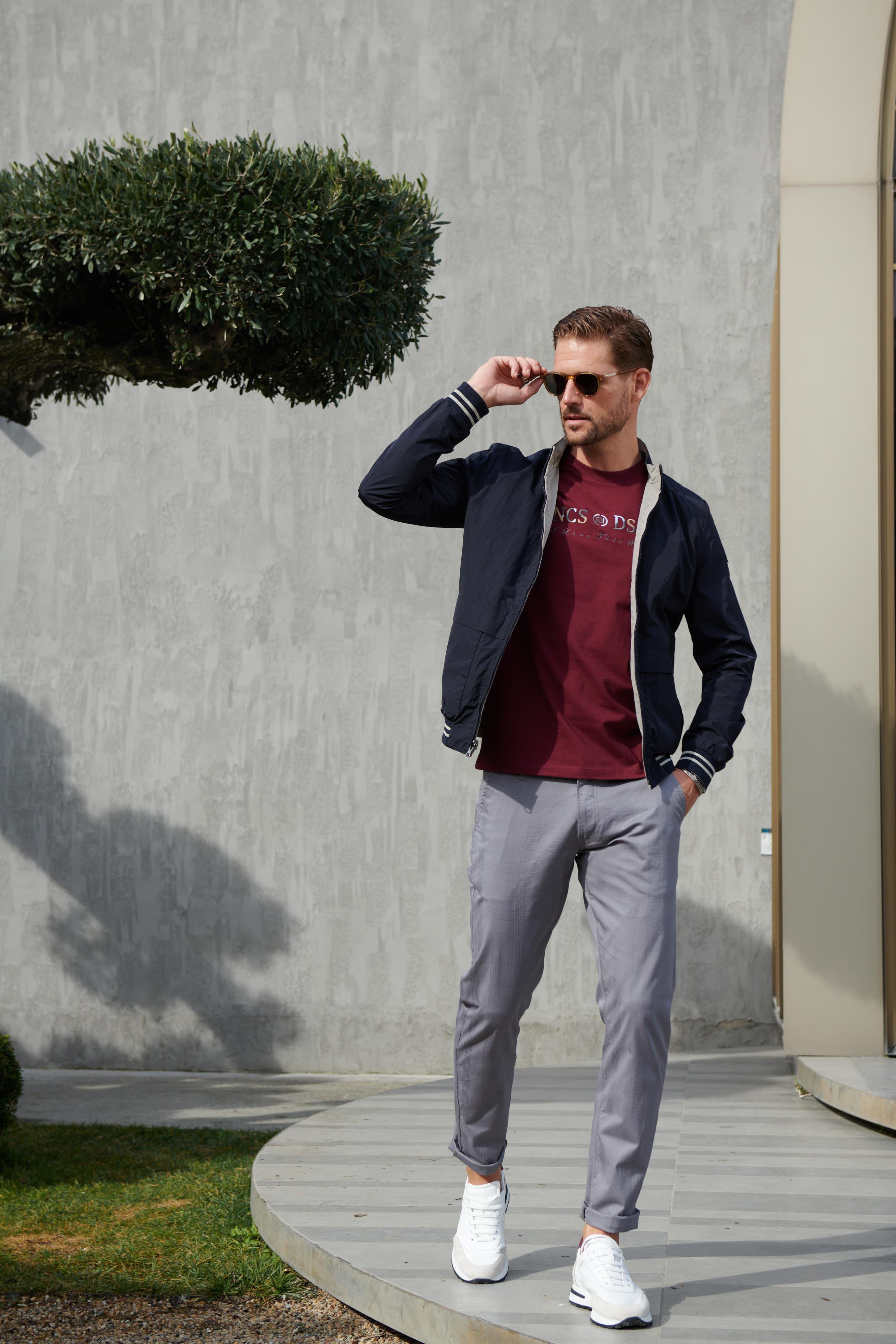 NCS JEANSErkek Lacivert Gri Çift Taraflı Torba Cep Slim Fit 4 Cepli Mevsimlik Mont Jeans 45064506