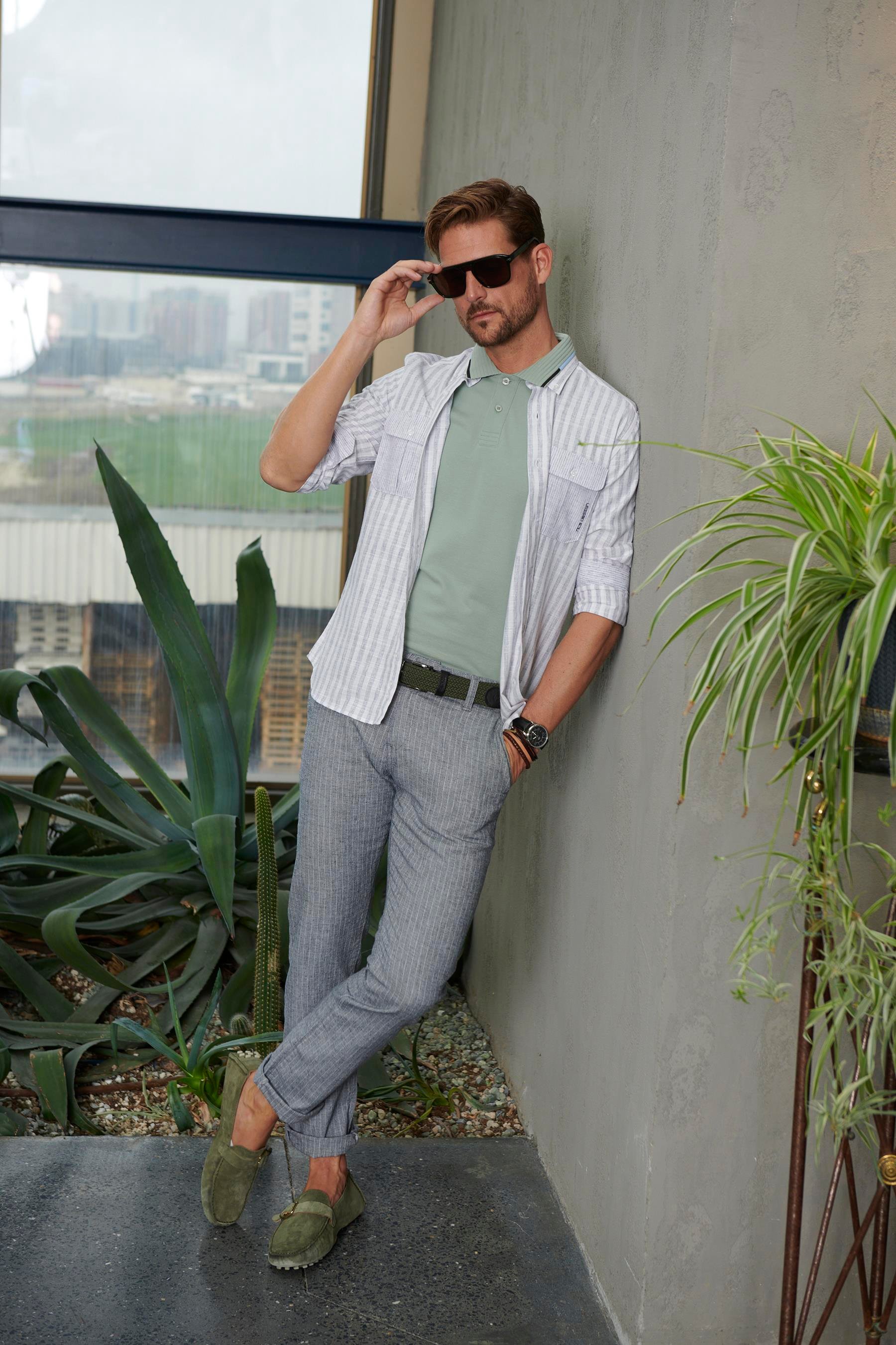 NCS JEANSErkek Gri Çizgili Chino Kumaş Pantolon – Slim Fit | NCS JEANS 22522252