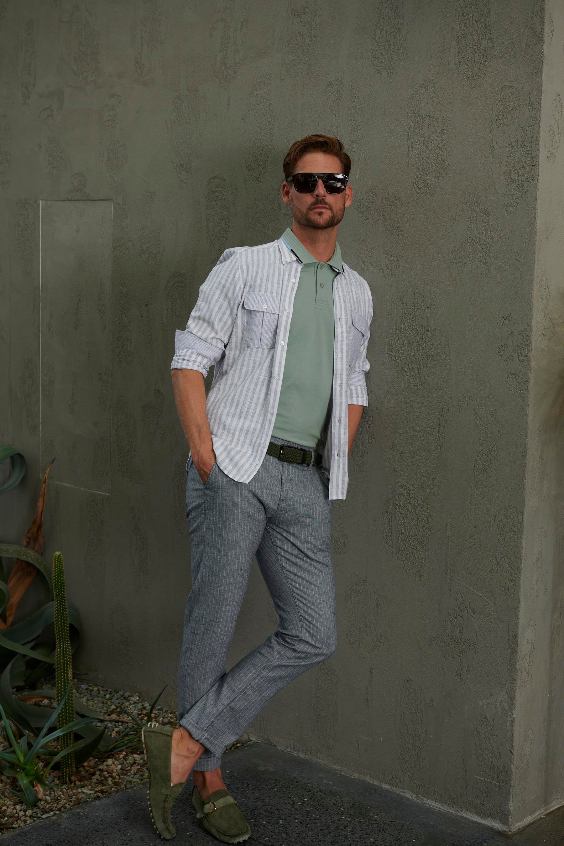 NCS JEANSErkek Gri Çizgili Chino Pantolon – Slim Fit Rahat Kesim | NCS JEANS 22522252