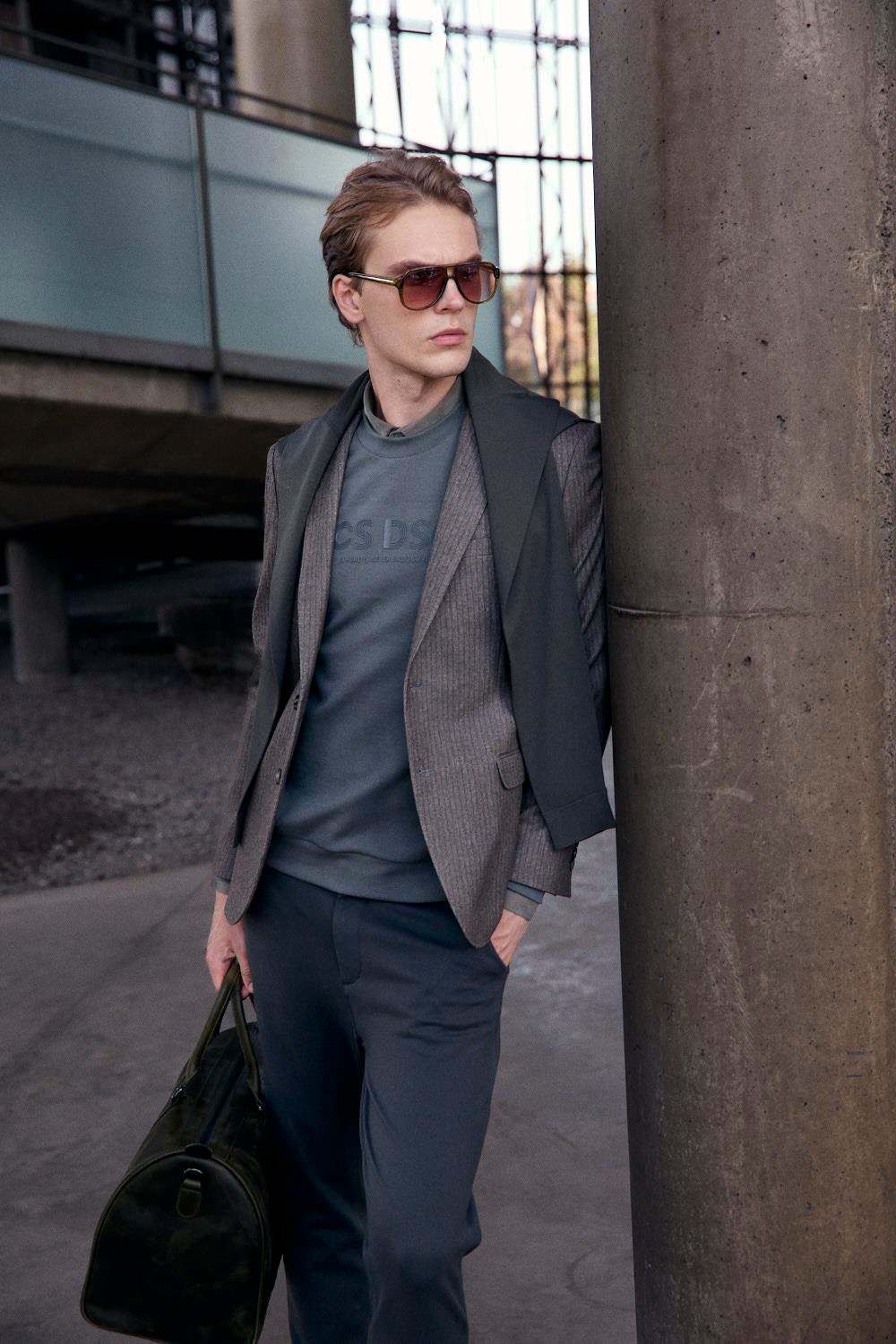 Erkek Sweatshirt Bisiklet Yaka Haki 1664