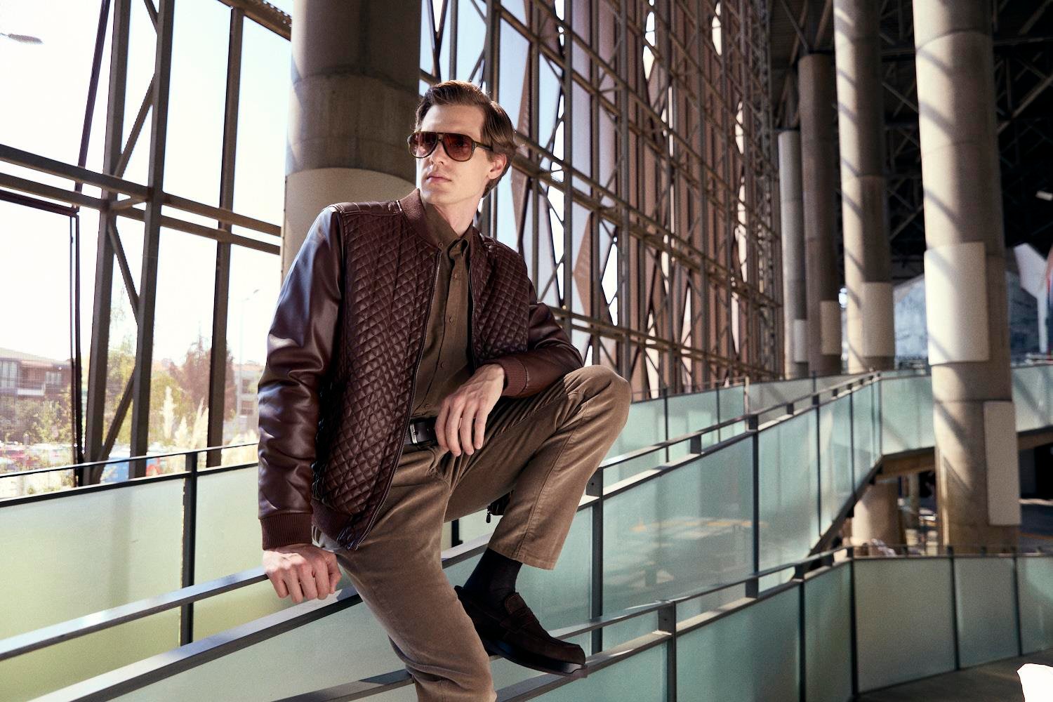 NCS JEANS Regular Fit Baklava Desenli Erkek Mont Kahve 4527