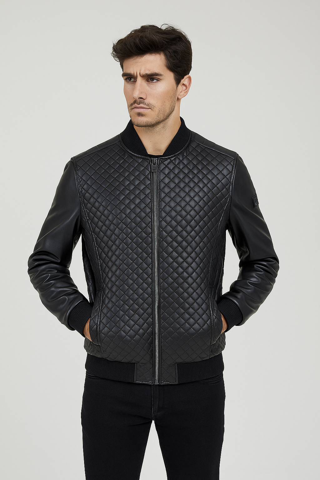 NCS JEANS Regular Fit Baklava Desenli Erkek Mont Siyah 4527