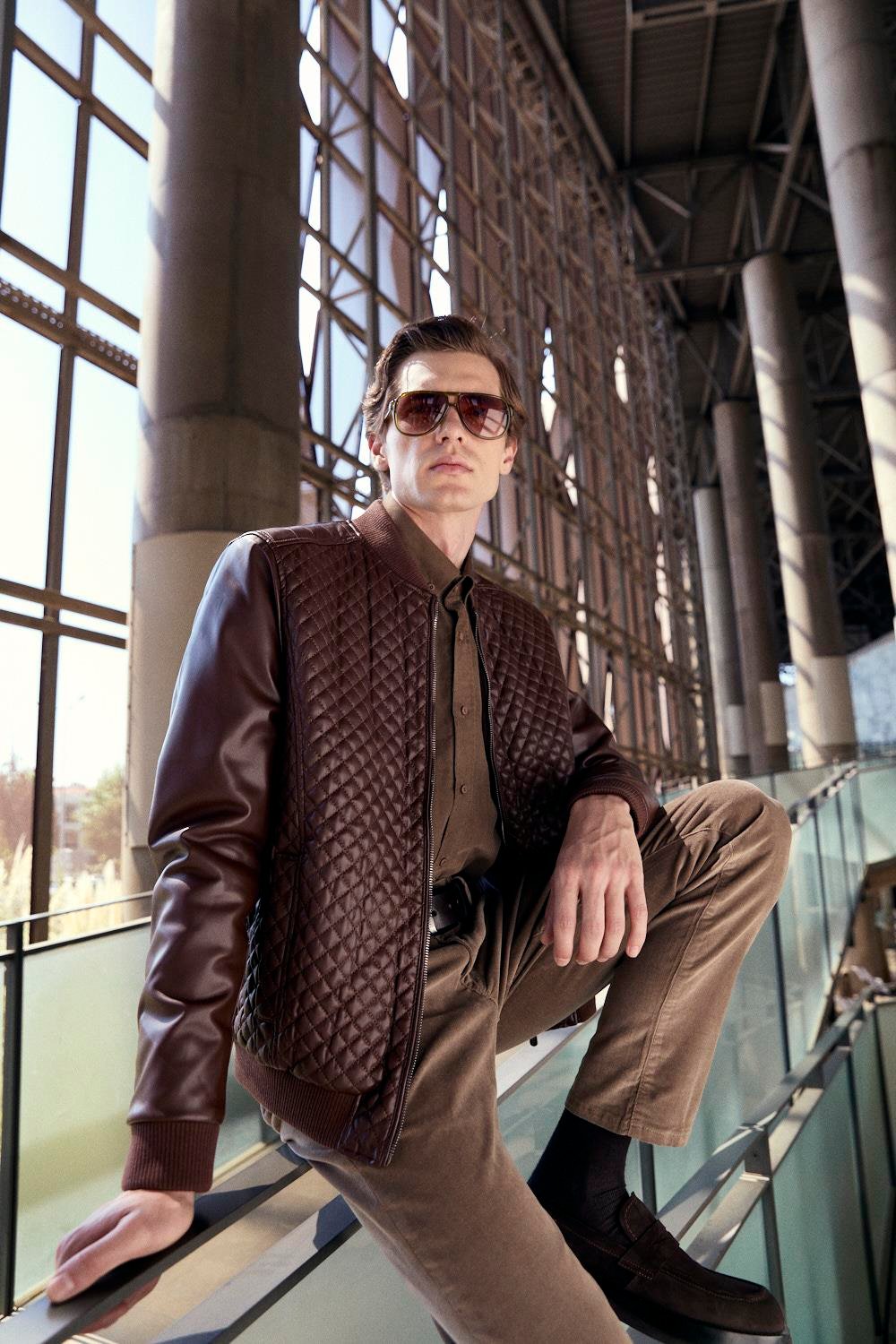 NCS JEANSRegular Fit Baklava Desenli Erkek Mont Kahve 4527