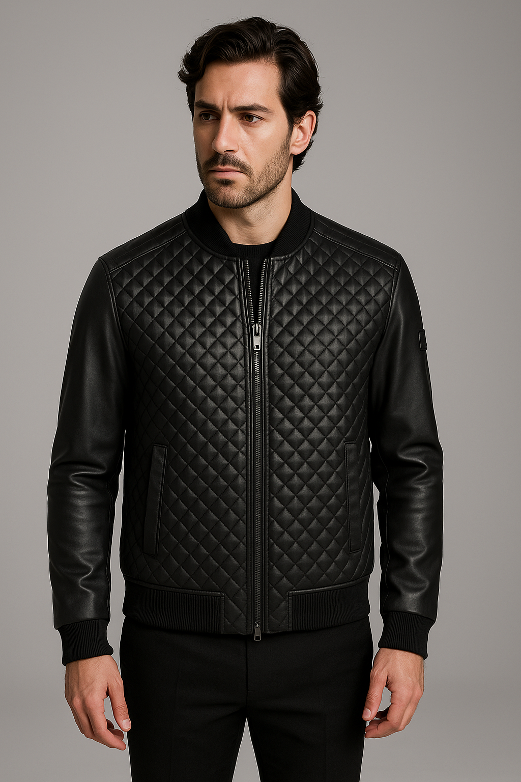 NCS JEANSRegular Fit Baklava Desenli Erkek Mont Siyah 4527