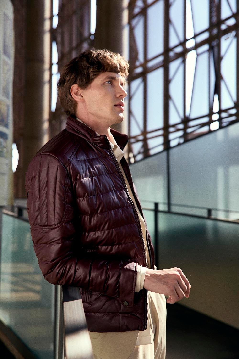 Su Geçirmez Regular Fit Erkek Şişme Mont Bordo 4528