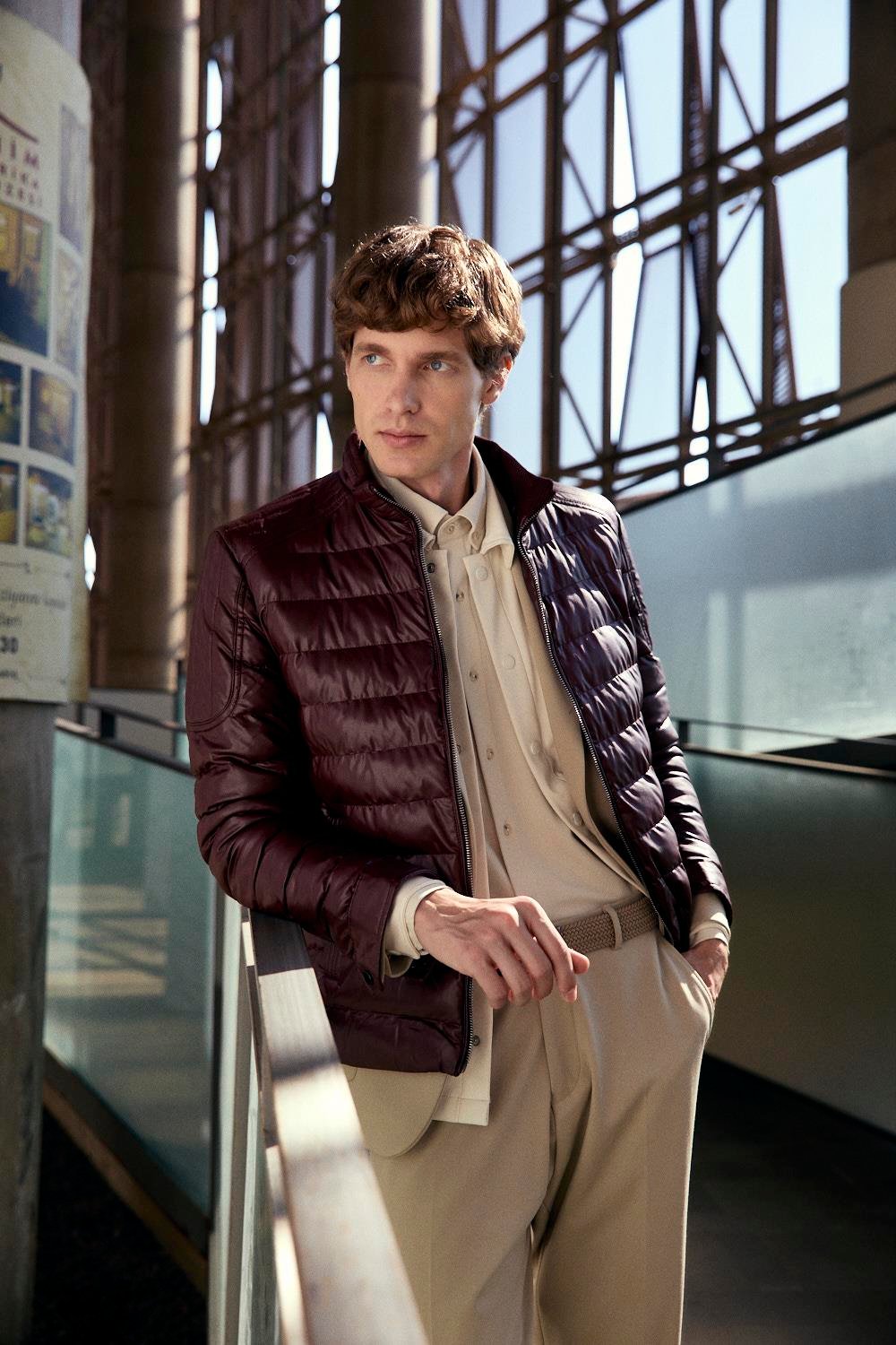 Su Geçirmez Regular Fit Erkek Şişme Mont Bordo 4528