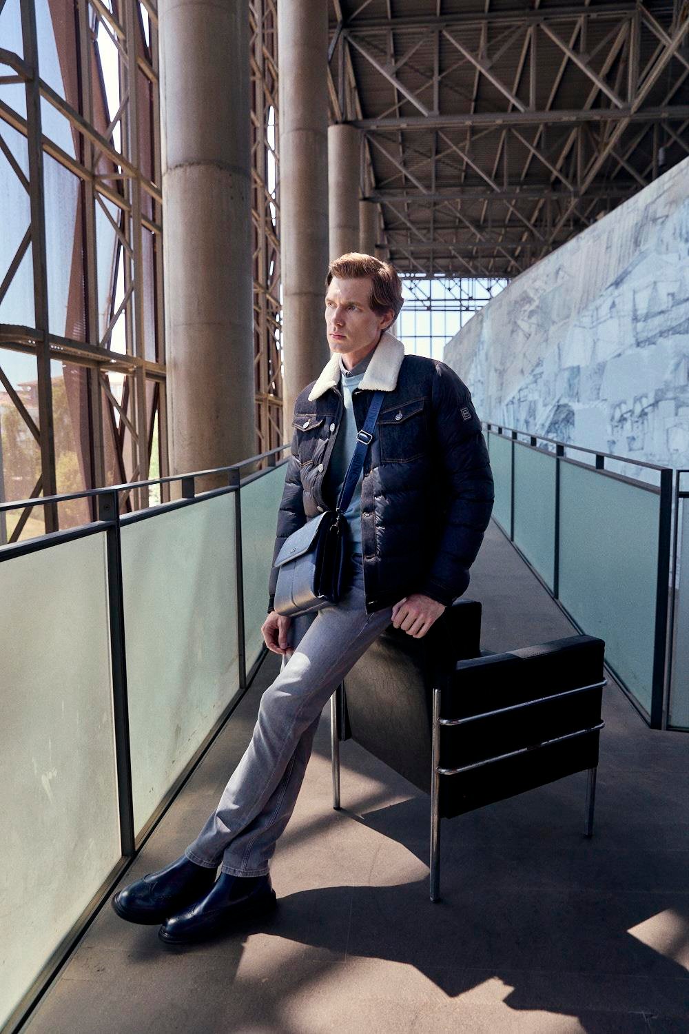 NCS JEANS Suni Kürk ve Kot Detaylı Erkek Şişme Mont 4524