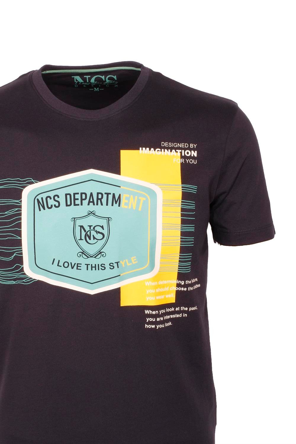 Ncs Siyah Bisiklet Yaka Slim Fit Dar Kesim Baskılı T-shirt 1216