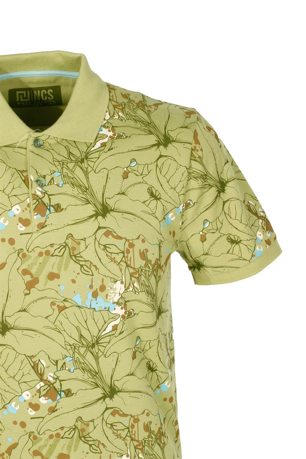 Olive Erkek Polo Yaka Slim Fit Baskılı Tshirt 1191