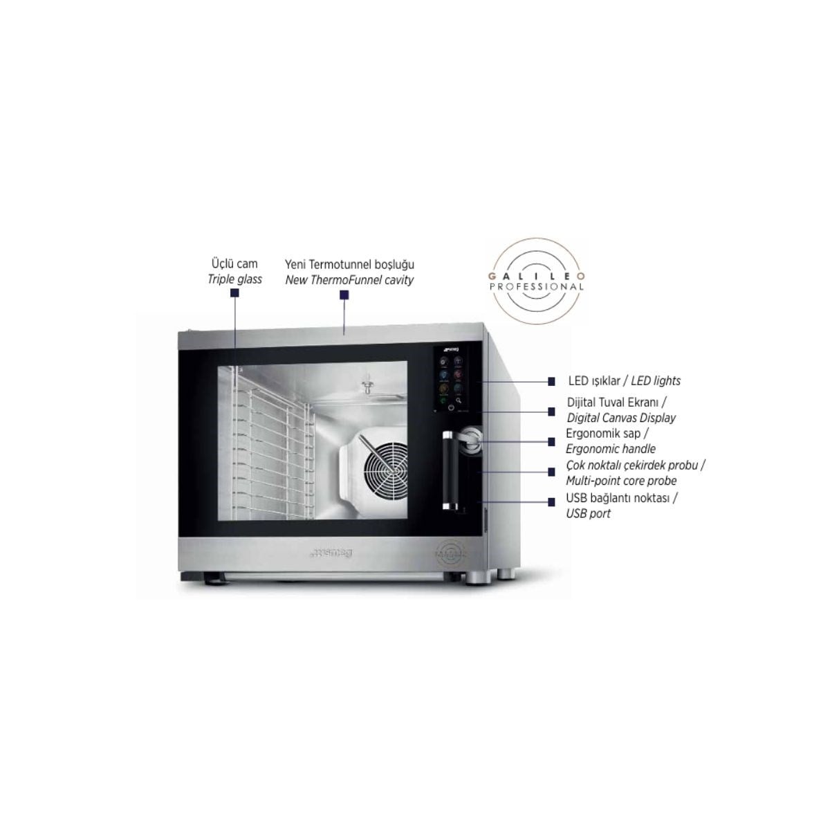 Smeg Galileo PO6BLE5 Kombi Fırın 5 GN 1/1 | Profesyonel Fırın