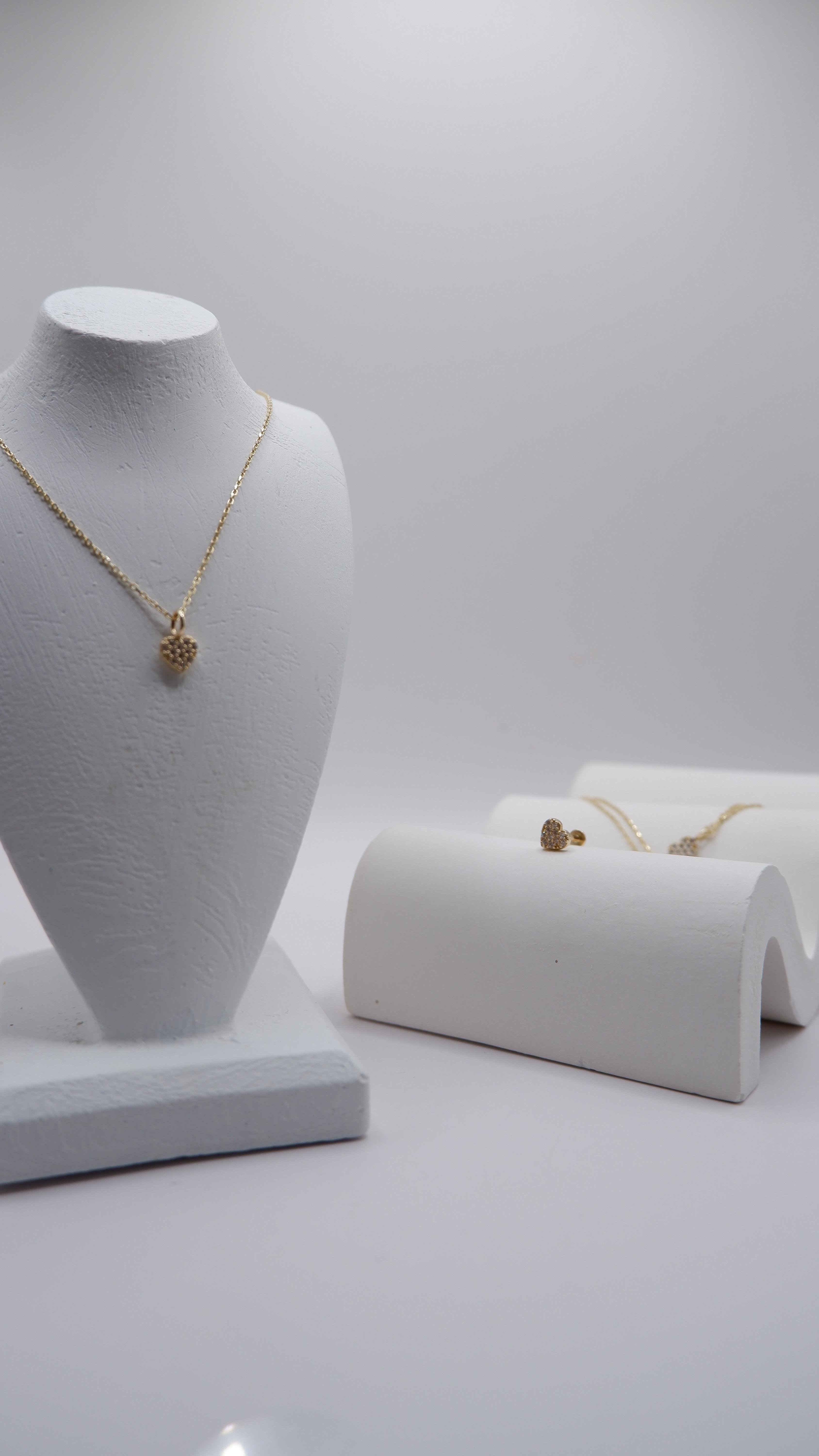 14 Ayar Altın Kalp Set