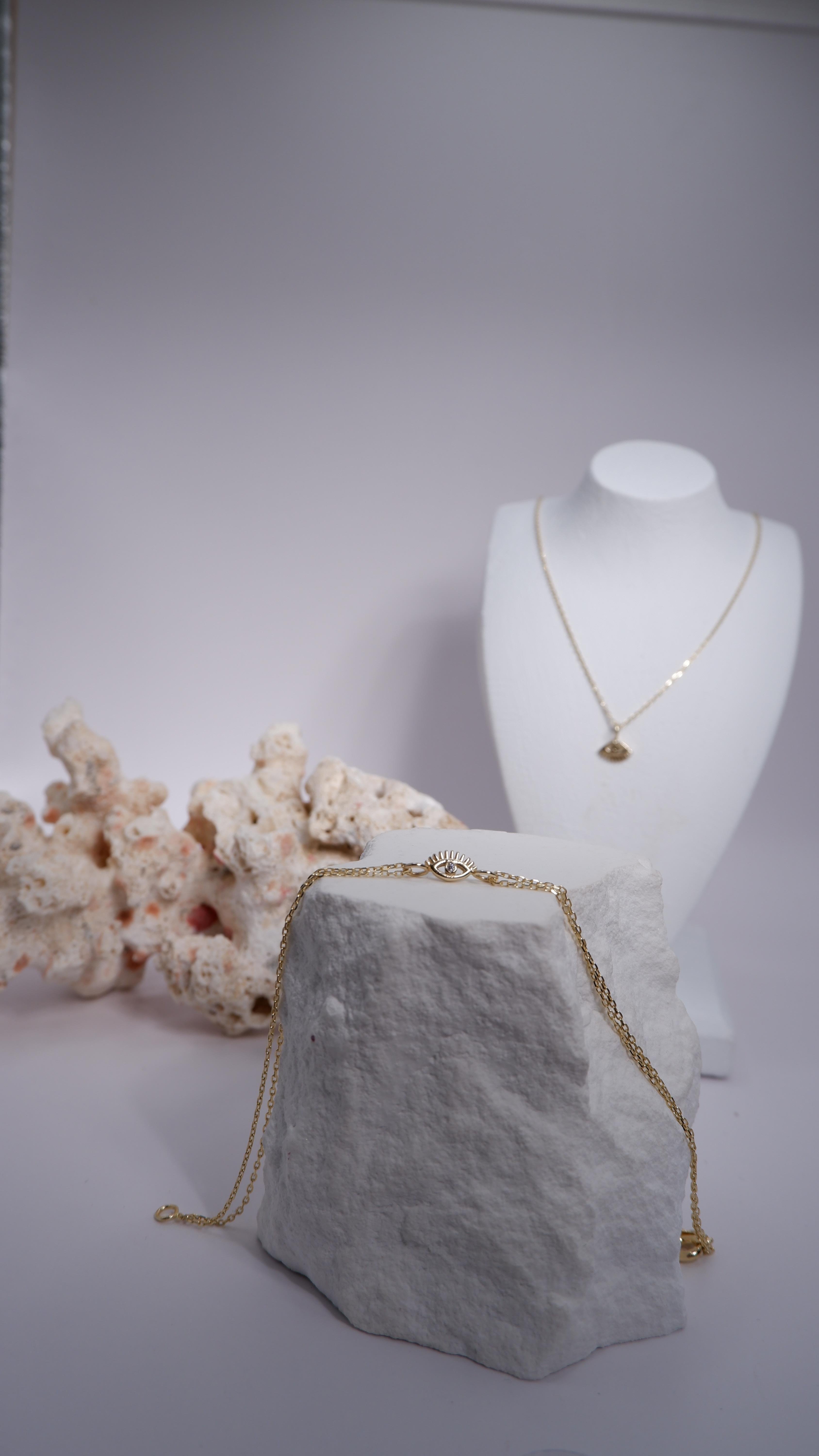 14 Ayar Altın Mini Göz Set