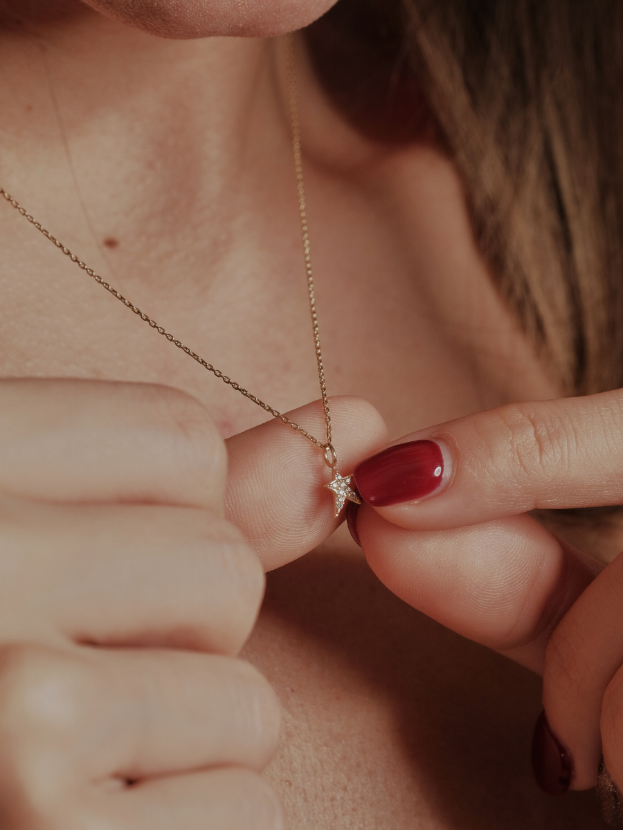 14 Ayar Altın Yıldız Kolye