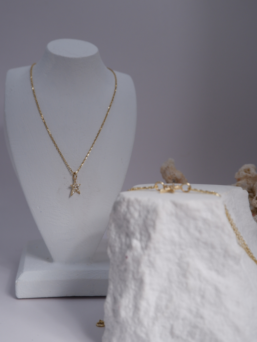 14 Ayar Altın Yıldız Kolye