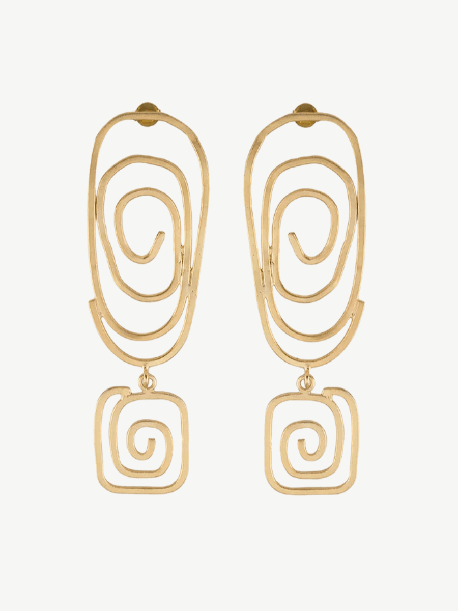 Altı Kare Spiral Küpe