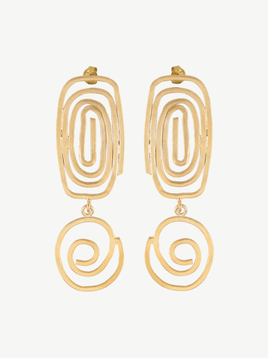 Altı Yuvarlak Spiral Küpe 