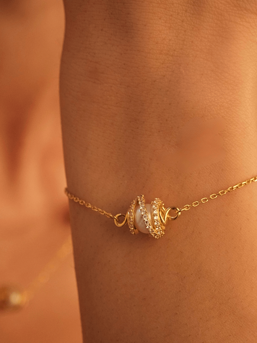 Amour Kafesli İnci Zincir Bileklik