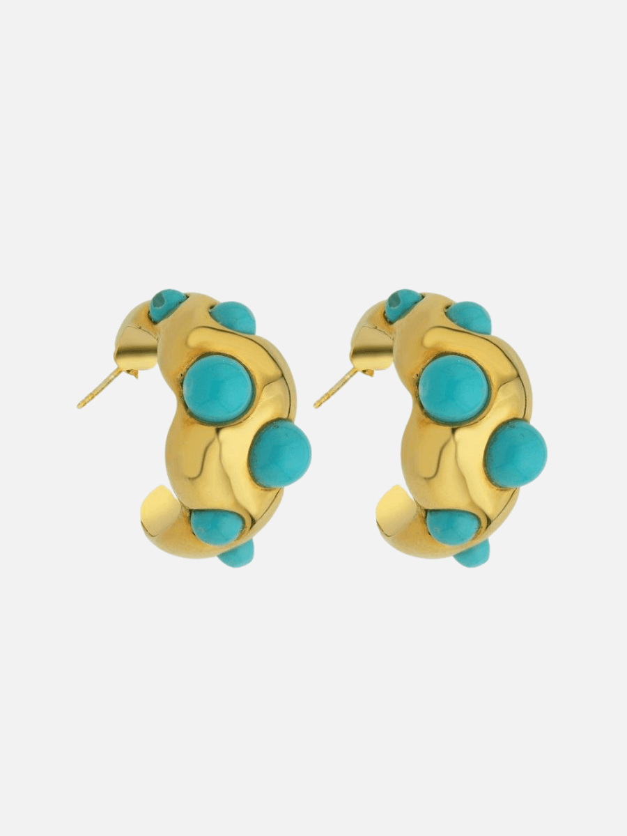 Ayza Turkuaz Halka Küpe