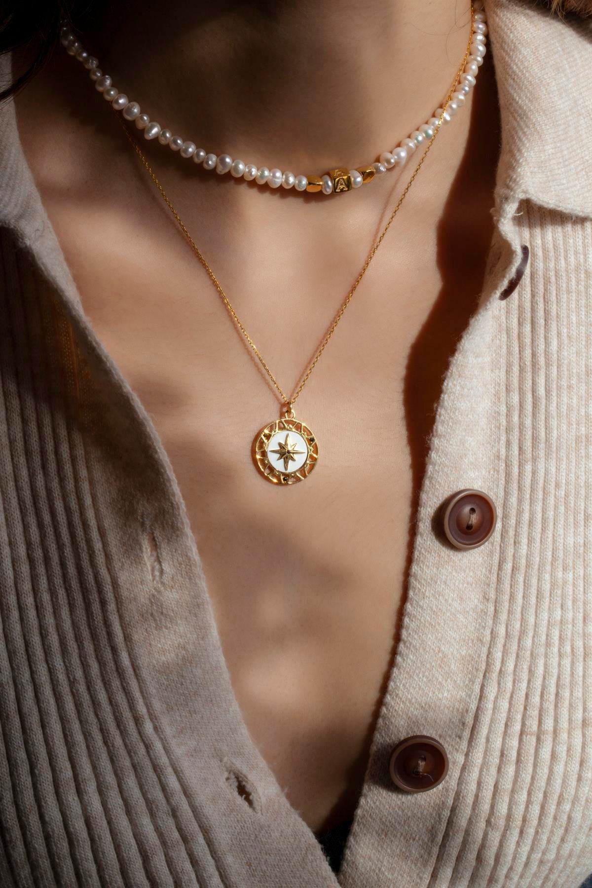 Beyaz Mineli Kutup Yıldızı Madalyon