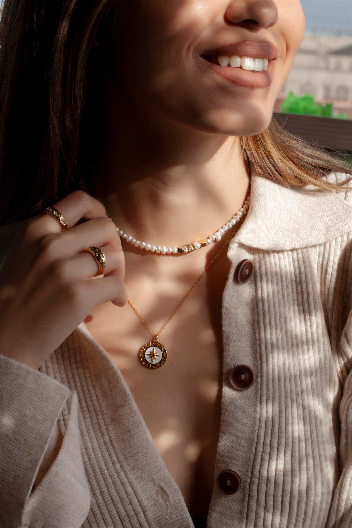 Beyaz Mineli Kutup Yıldızı Madalyon