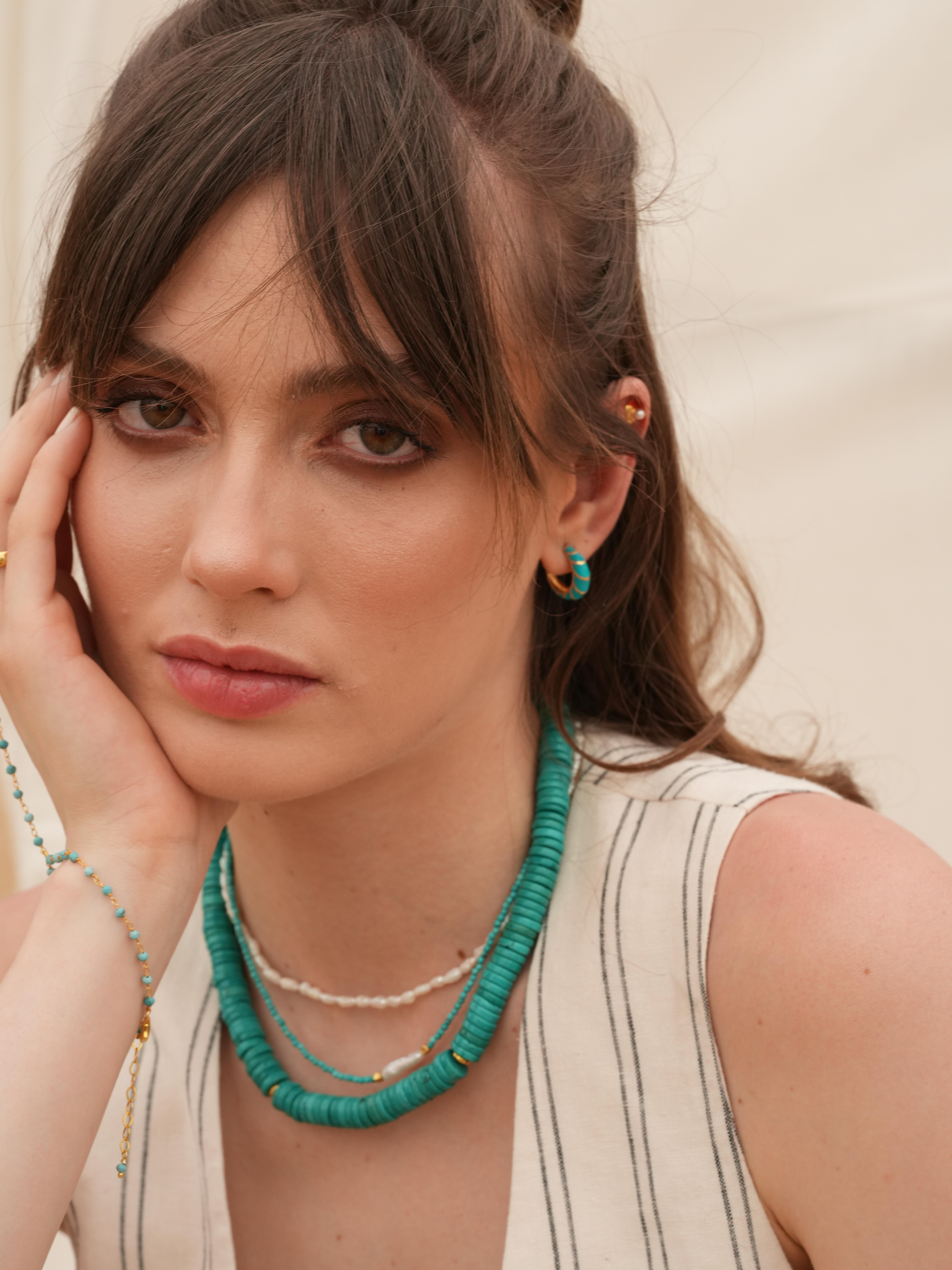 Bono Turkuaz Büyük Kolye - 925 Ayar Gümüş