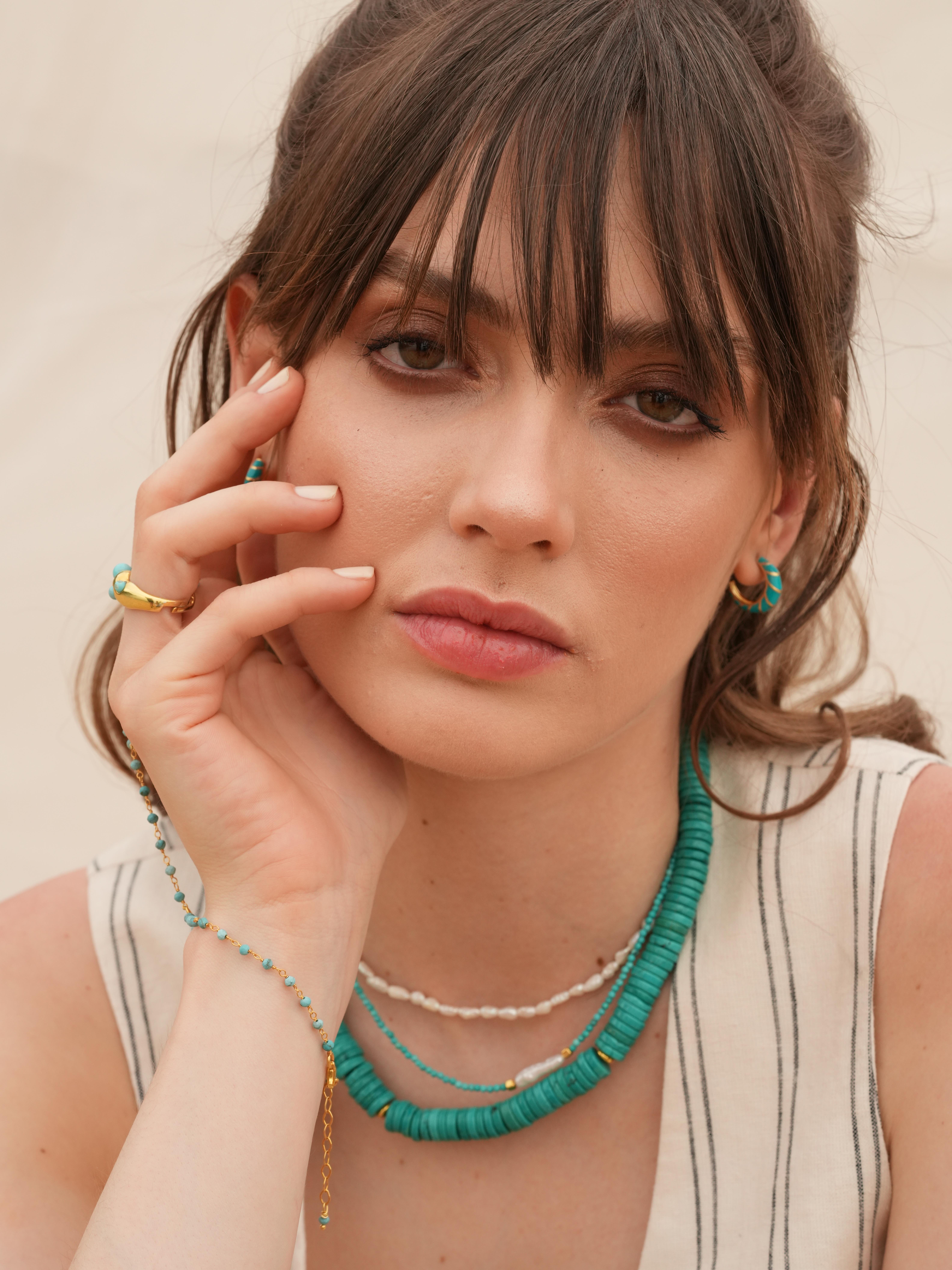 Bono Turkuaz Büyük Kolye - 925 Ayar Gümüş