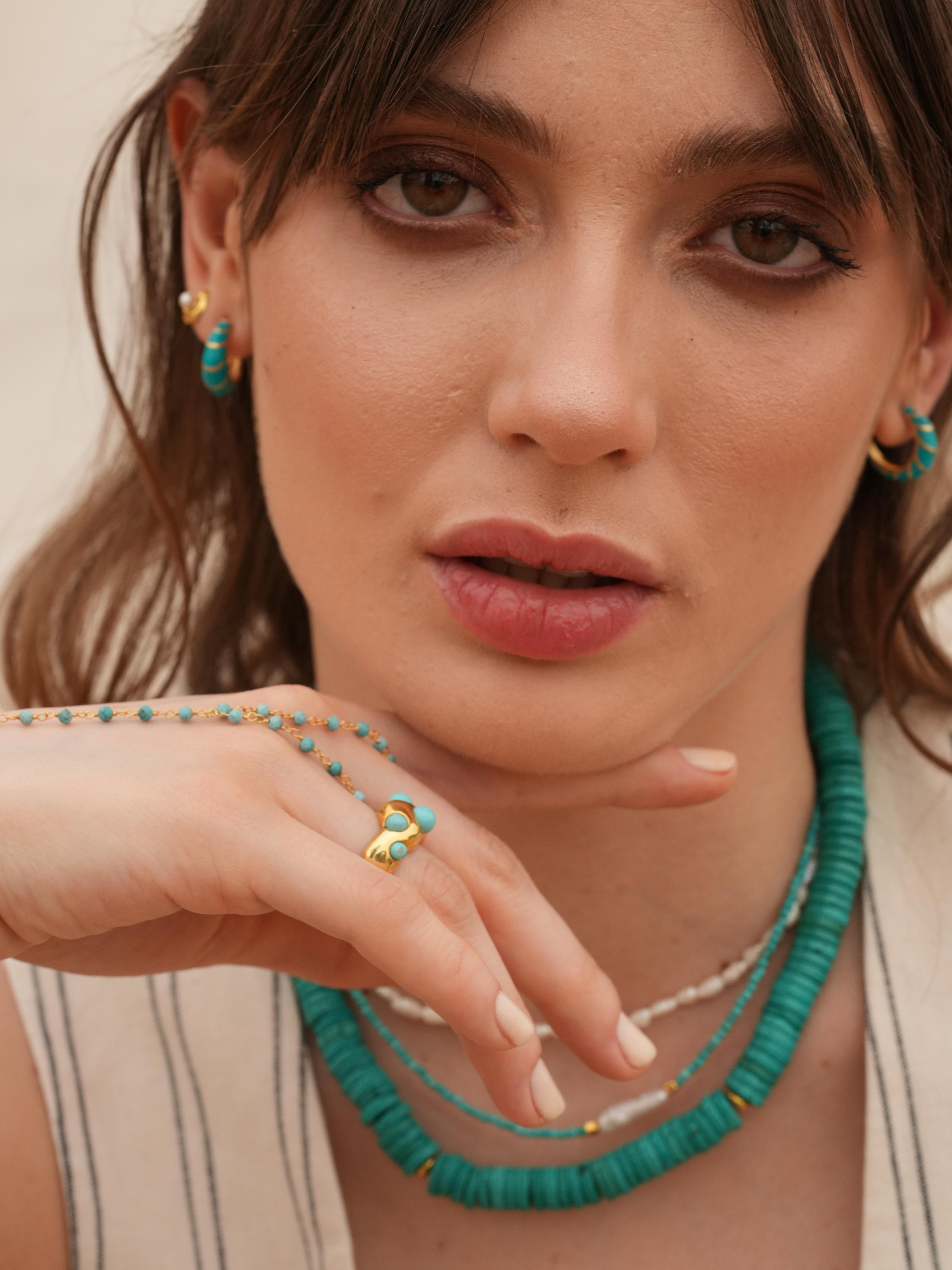 Bono Turkuaz Büyük Kolye - 925 Ayar Gümüş