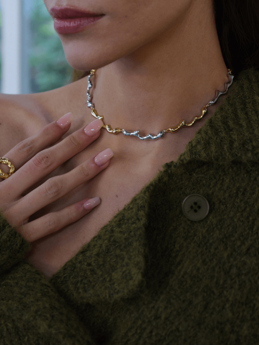 Çift Renk Damla Kolye Choker