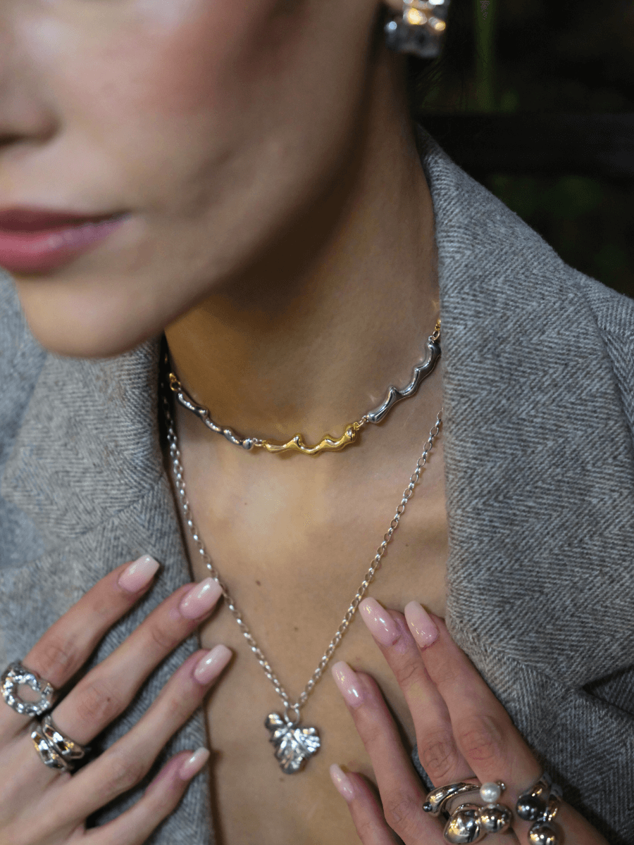 Çift Renk Damla Kolye Choker