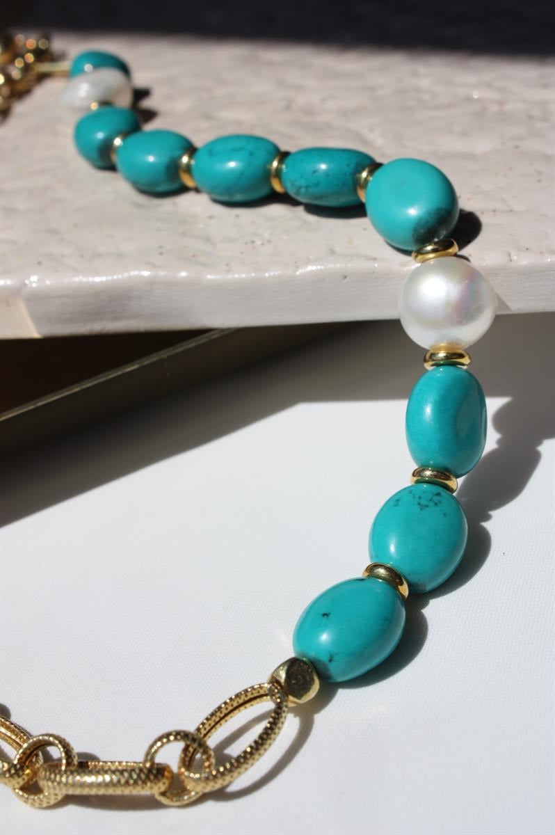 Comiso Turkuaz Zincir Kolye